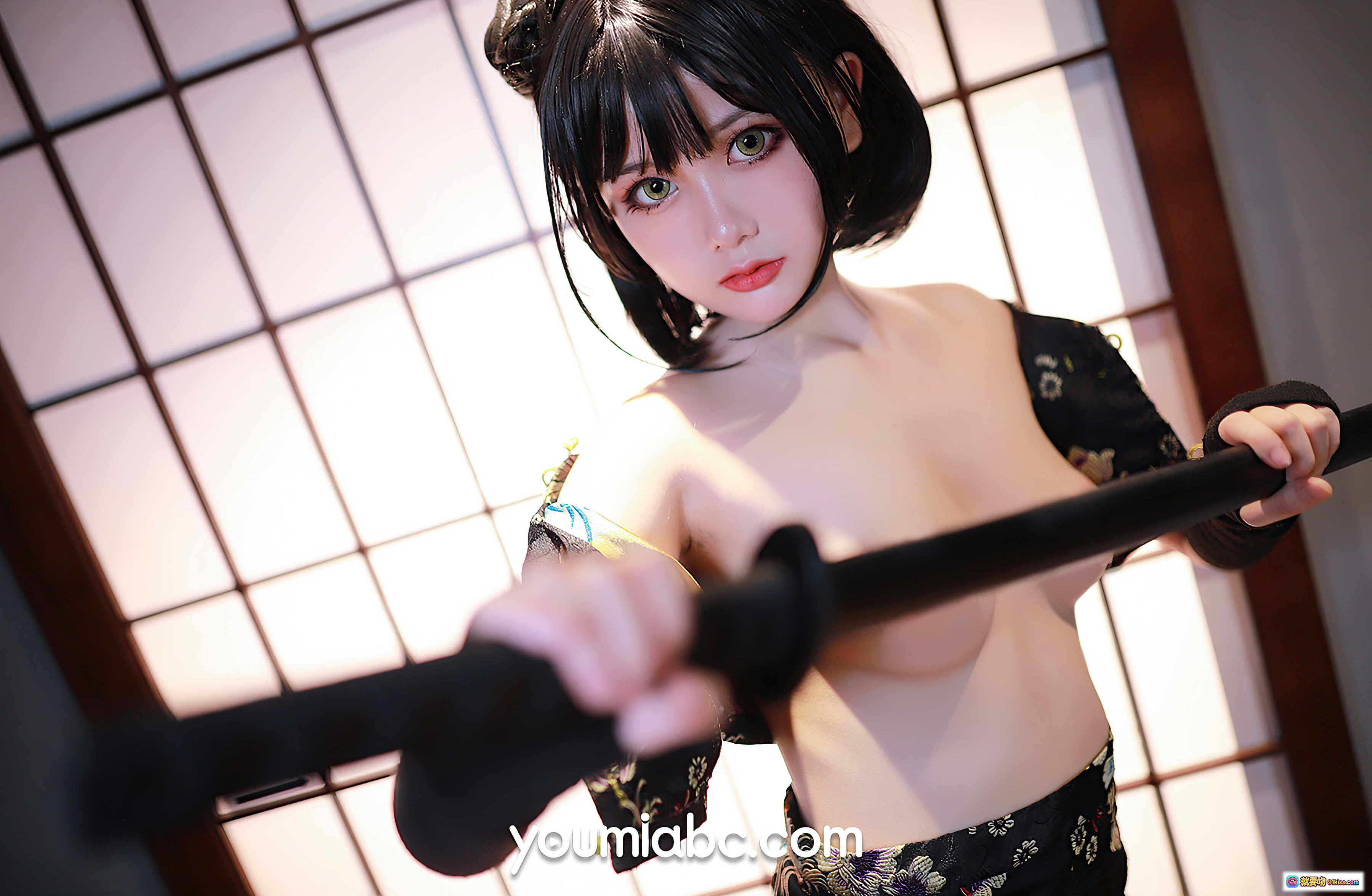 图片[3] - 旗袍武士娘性感写真 | 黑色蕾丝内衣搭配古典和风造型 | YouMi尤蜜2020年12月12日高清图集 - 就要吻