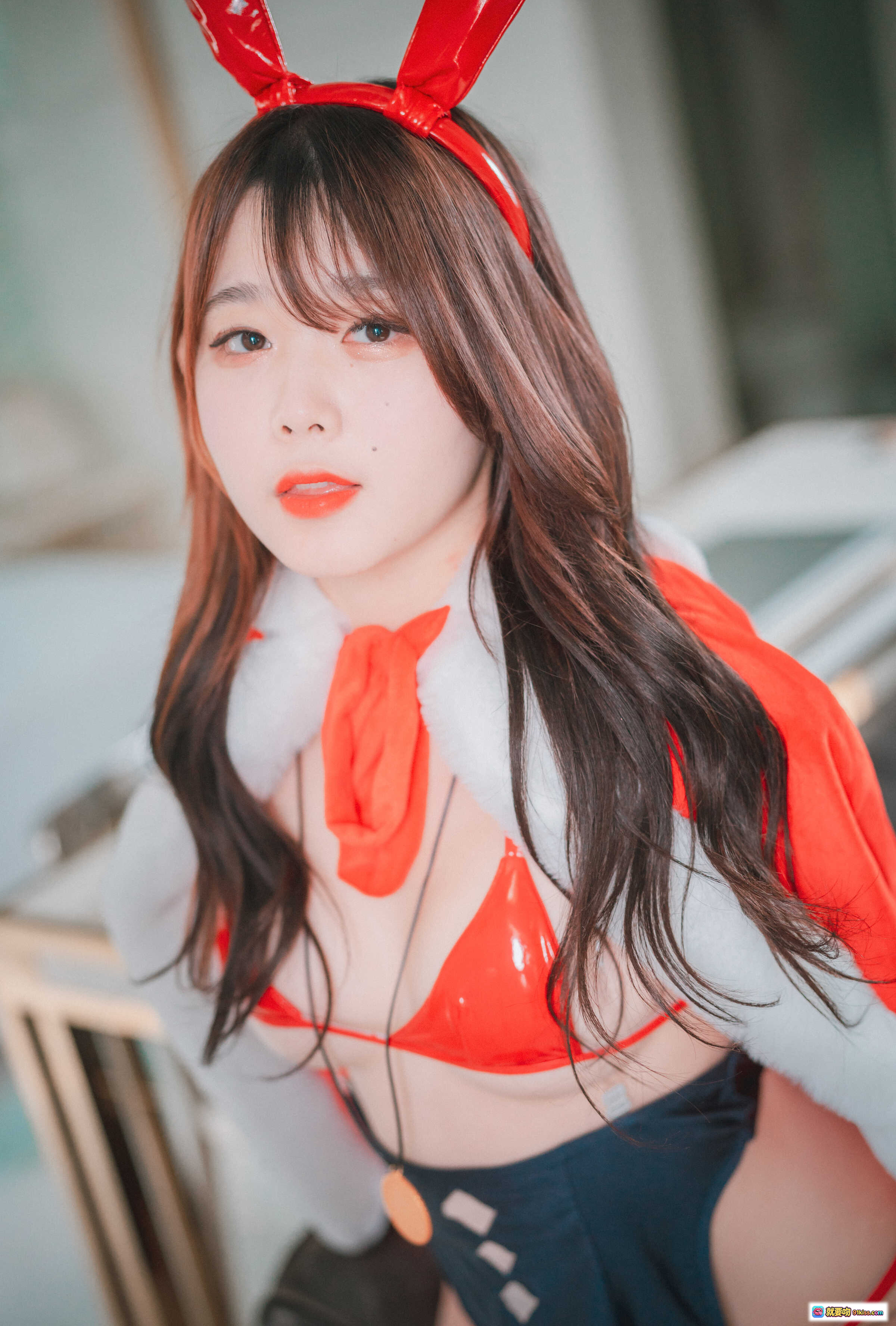 图片[6] - 韩国妹子ZIA圣诞特辑Cosplay兔女郎写真 70P高清美图 红色兔耳黑丝高跟诱惑造型 - 就要吻
