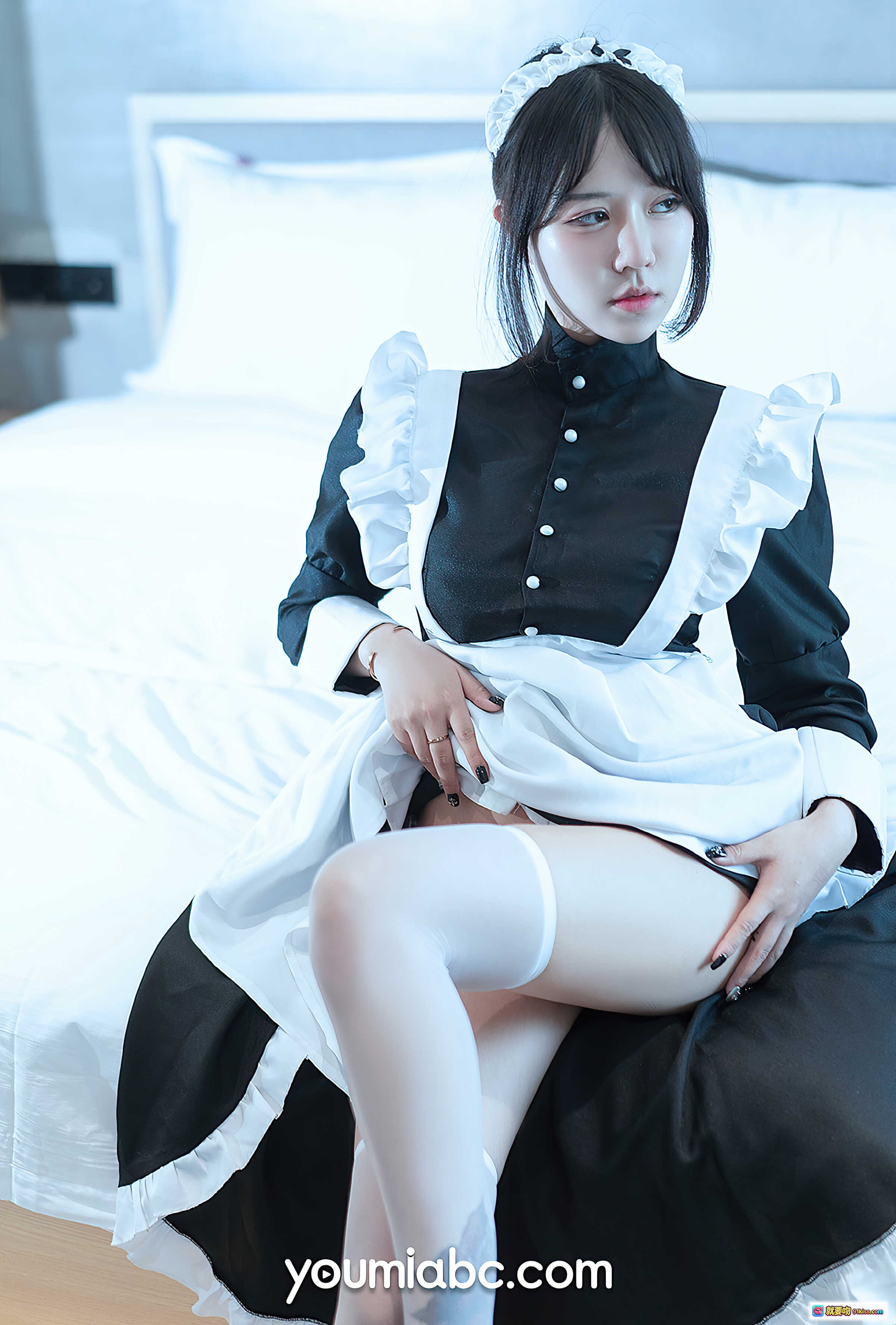 图片[8] - 空气女仆糖積性感写真 | 黑色内衣+蕾丝围裙+黑丝美腿 | YouMi尤蜜2021.01.04高清图集 - 就要吻