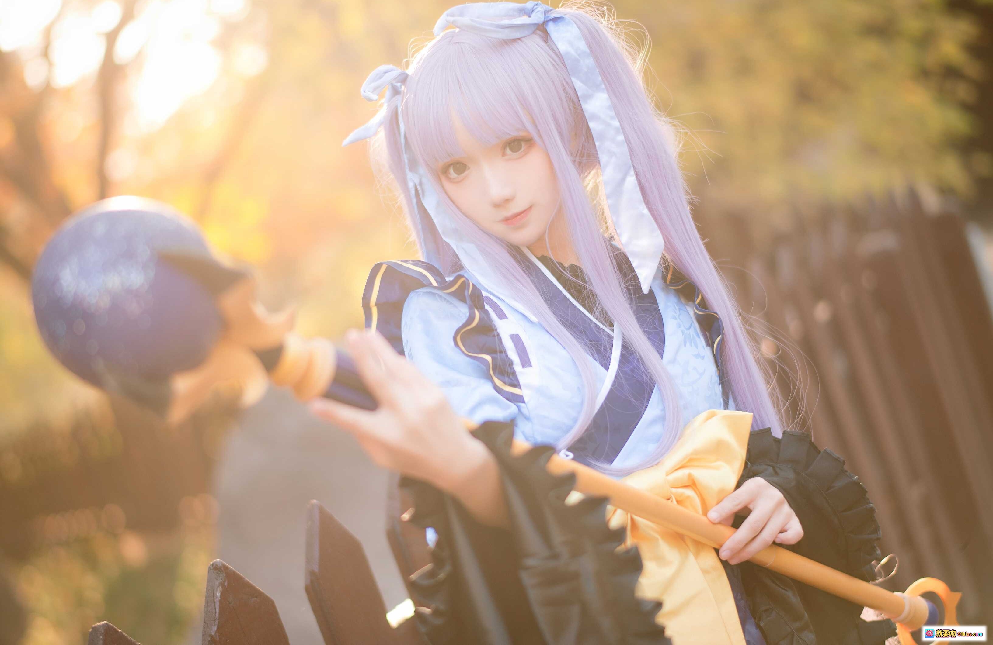 图片[7] - 花柒Hana镜华cos正片 | 小仓唯角色扮演 | 紫发法师杖造型 | 户外木台写真 | 18P高清美图 - 就要吻