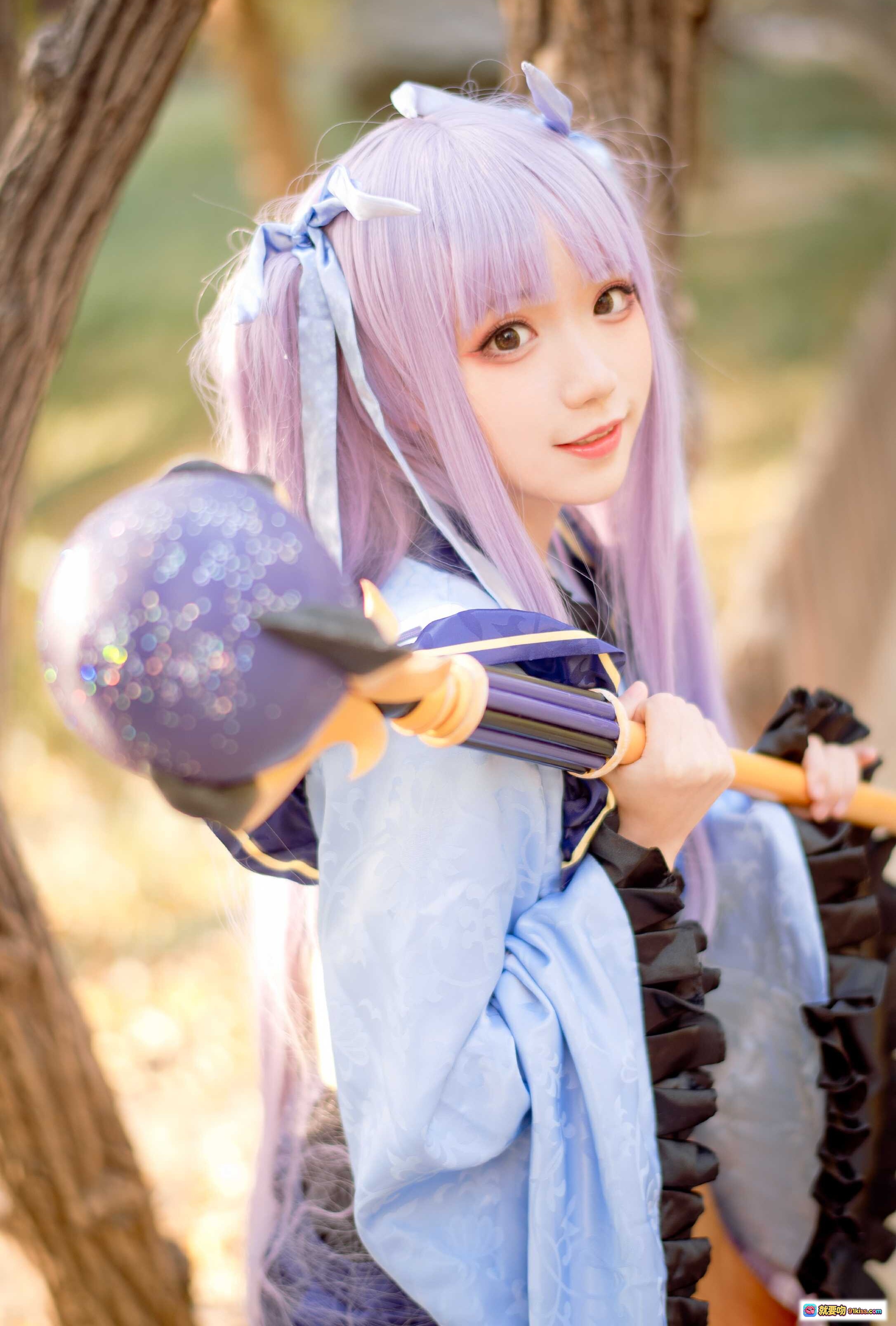 图片[6] - 花柒Hana镜华cos正片 | 小仓唯角色扮演 | 紫发法师杖造型 | 户外木台写真 | 18P高清美图 - 就要吻