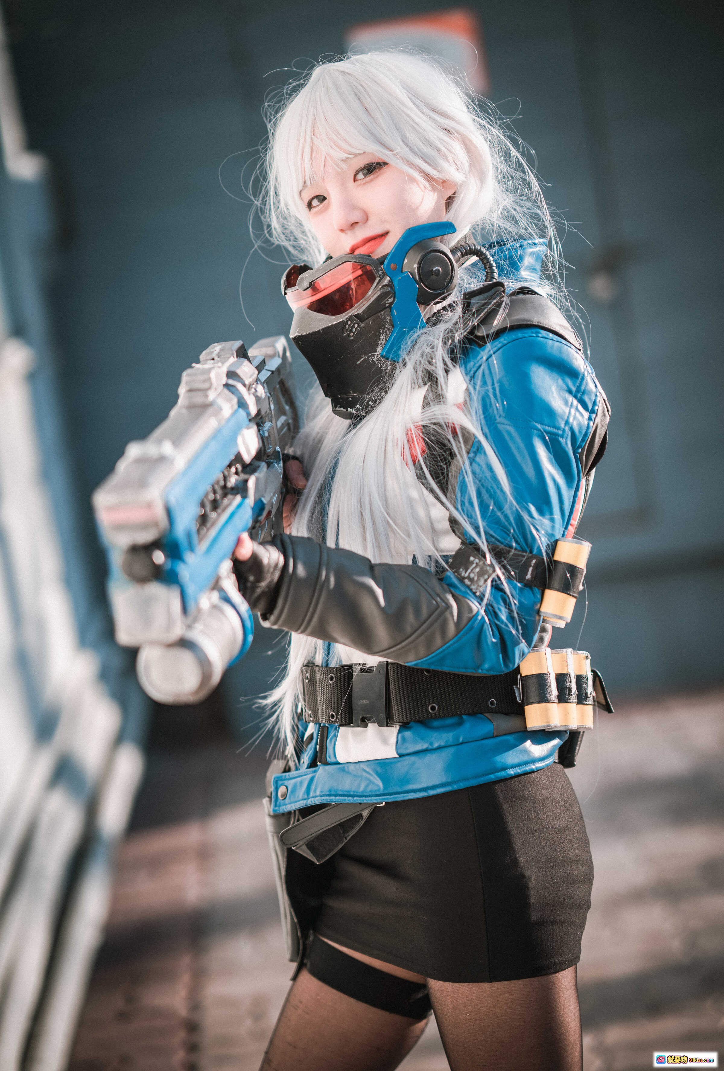 图片[3] - 韩国正妹Jenny Cosplay Soldier 76 白发红镜面罩 未来科技风战斗装束 精致细节还原角色 - 就要吻