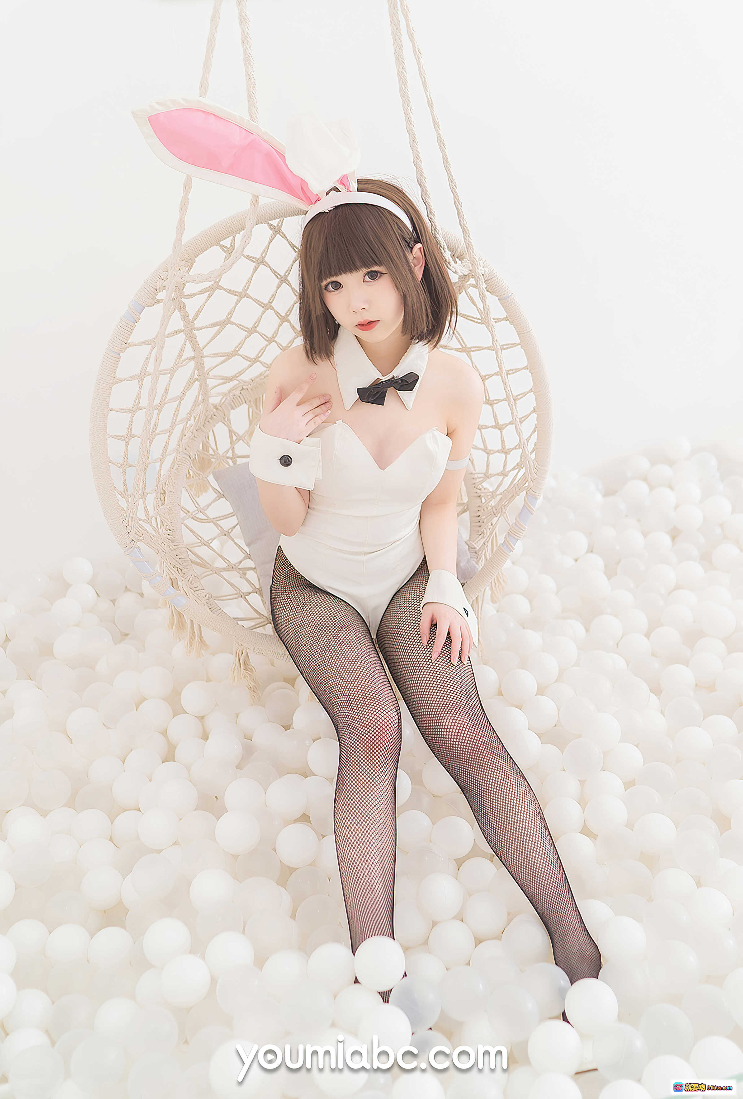 图片[8] - 兔女郎加藤惠cosplay写真 – 白色制服+黑丝美腿+粉色兔耳发箍 – YouMi尤蜜2020.12.18高清图集 - 就要吻