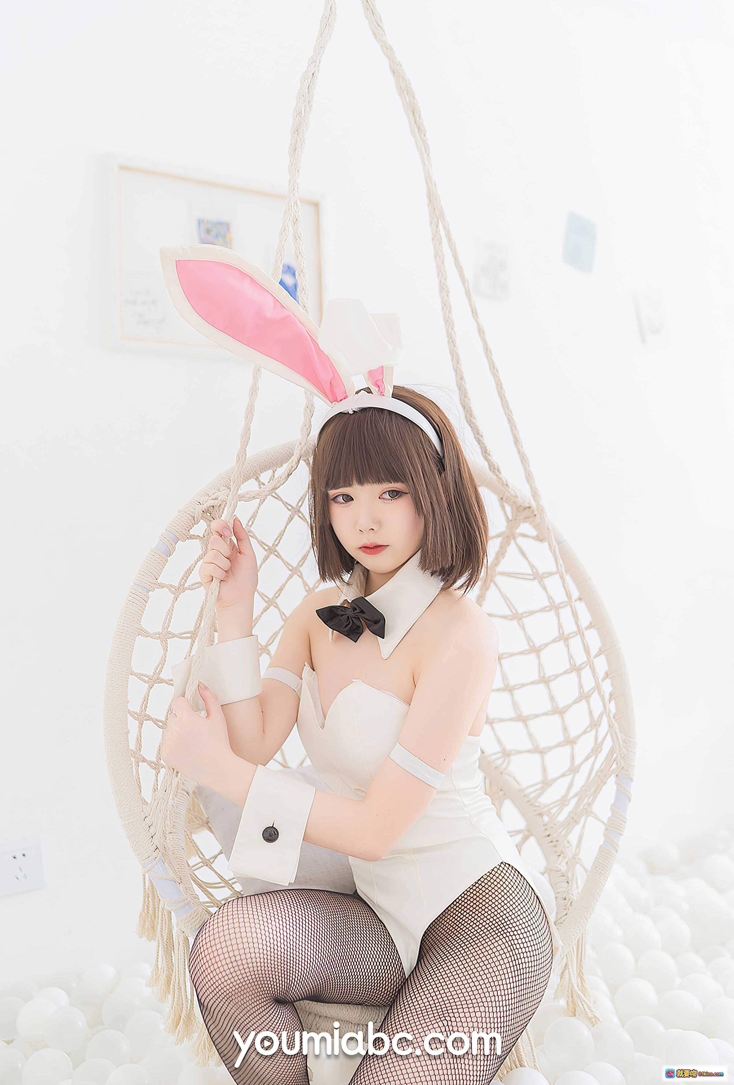 图片[7] - 兔女郎加藤惠cosplay写真 – 白色制服+黑丝美腿+粉色兔耳发箍 – YouMi尤蜜2020.12.18高清图集 - 就要吻