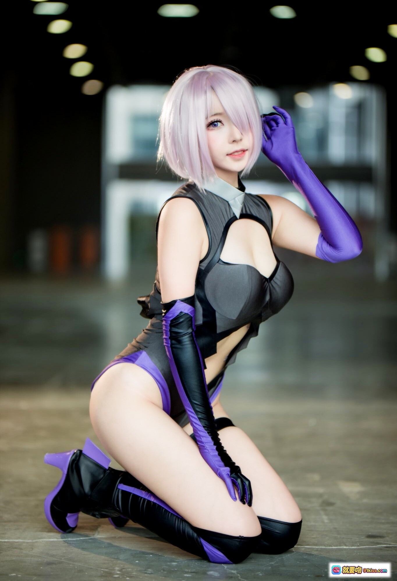 图片[5] - 菌烨tako NO.006 玛修·基列莱特 Cosplay 粉发少女 透明雨伞 紫色手套 黑灰制服 54P高清写真集 - 就要吻