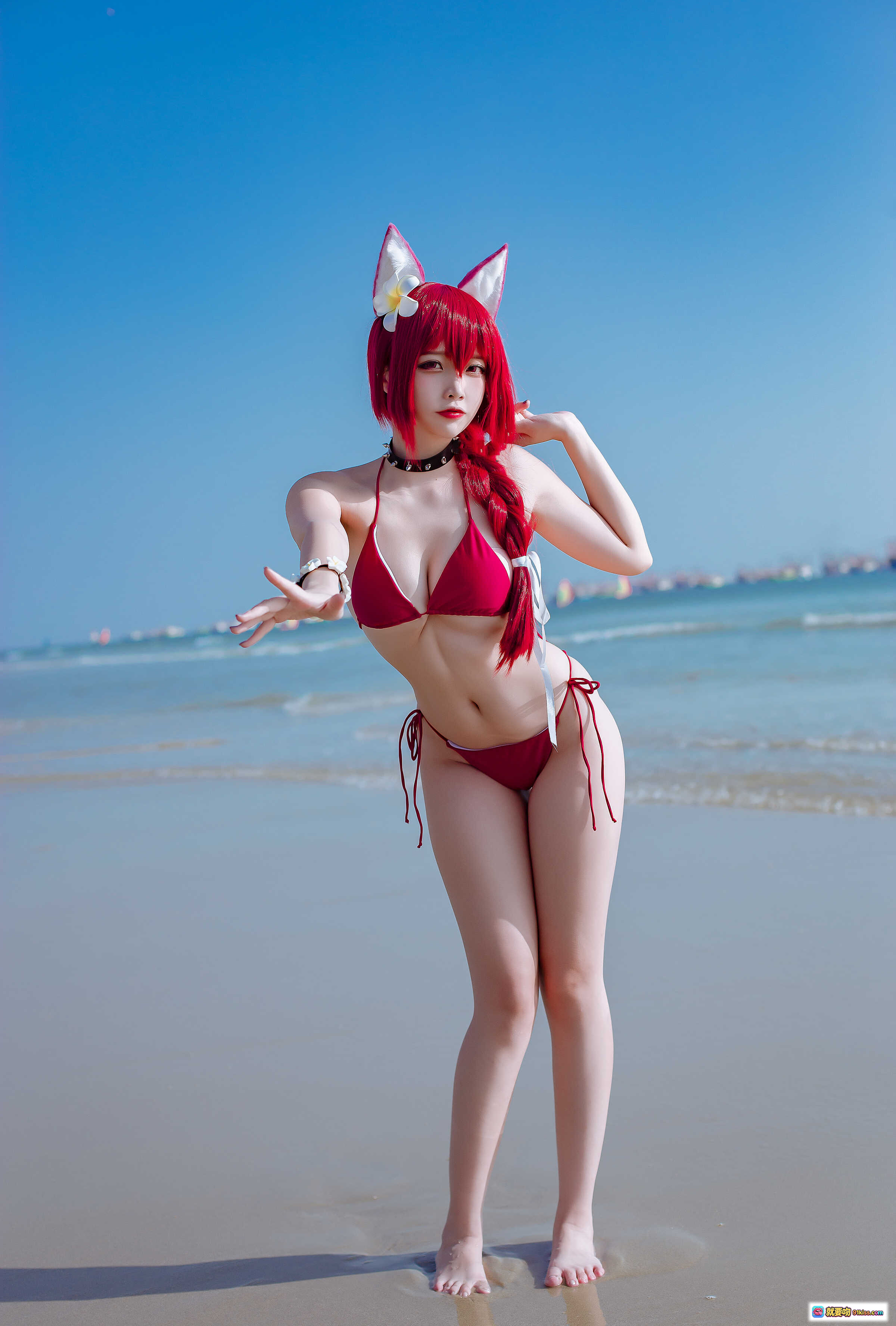 图片[3] - 二佐Nisa NO.115 碧蓝千代田泳装写真 海滩红发猫耳比基尼 Cosplay 美女摄影 20P高清图集 - 就要吻
