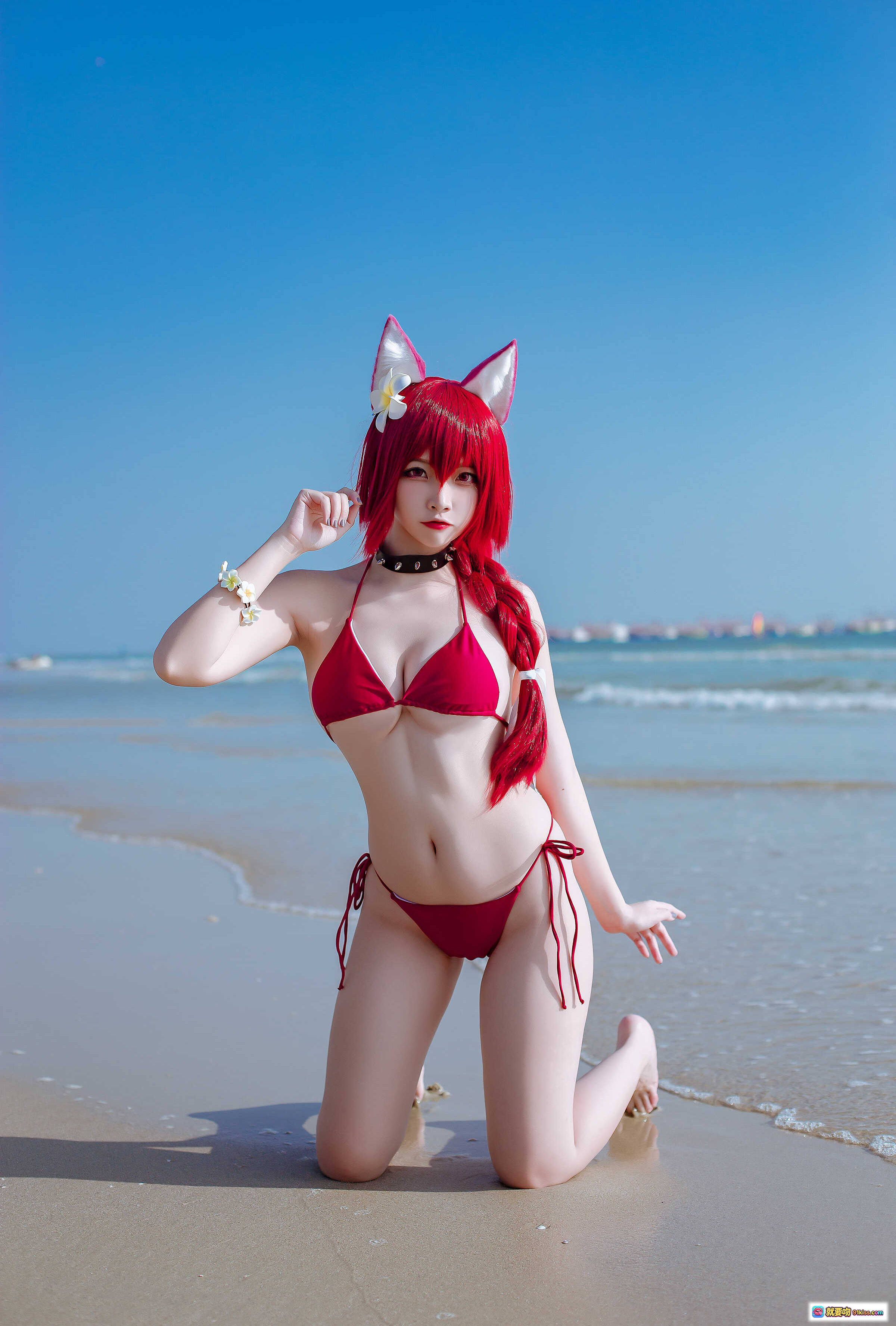图片[7] - 二佐Nisa NO.115 碧蓝千代田泳装写真 海滩红发猫耳比基尼 Cosplay 美女摄影 20P高清图集 - 就要吻