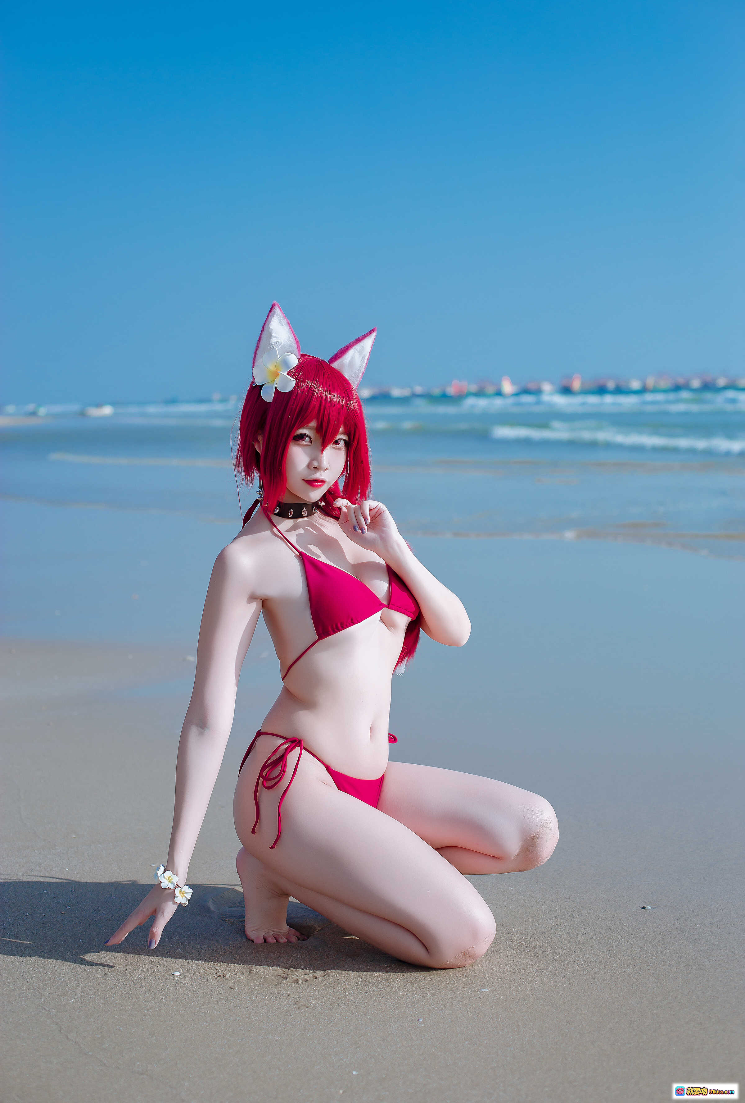 图片[5] - 二佐Nisa NO.115 碧蓝千代田泳装写真 海滩红发猫耳比基尼 Cosplay 美女摄影 20P高清图集 - 就要吻