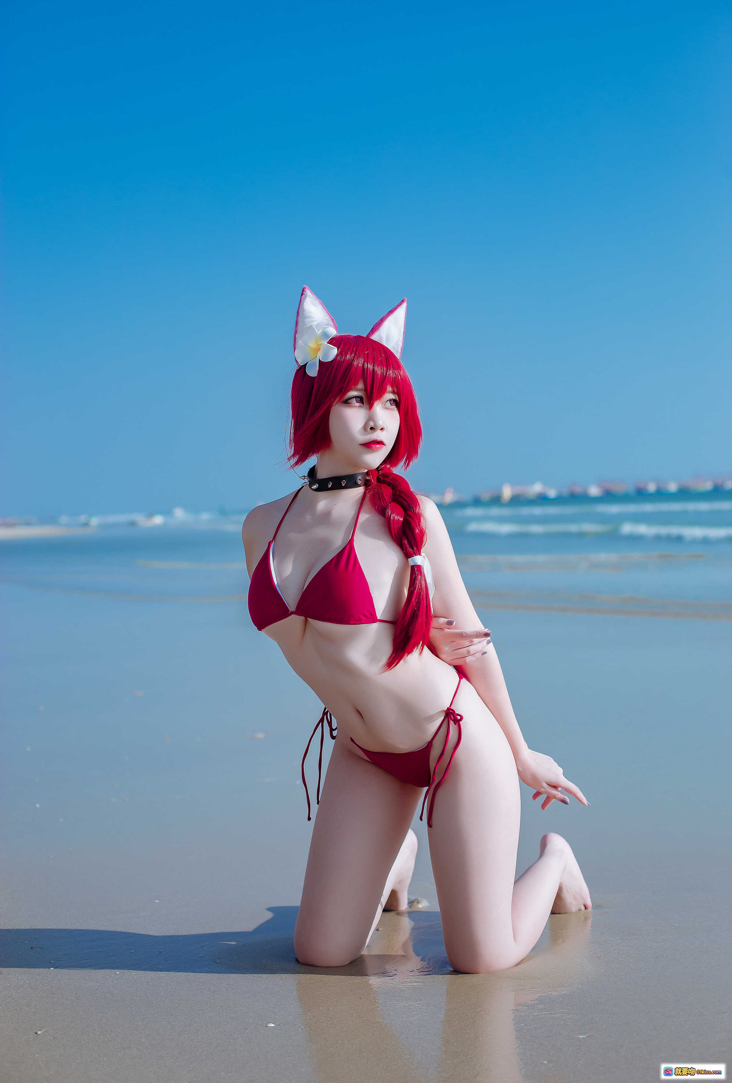 图片[6] - 二佐Nisa NO.115 碧蓝千代田泳装写真 海滩红发猫耳比基尼 Cosplay 美女摄影 20P高清图集 - 就要吻