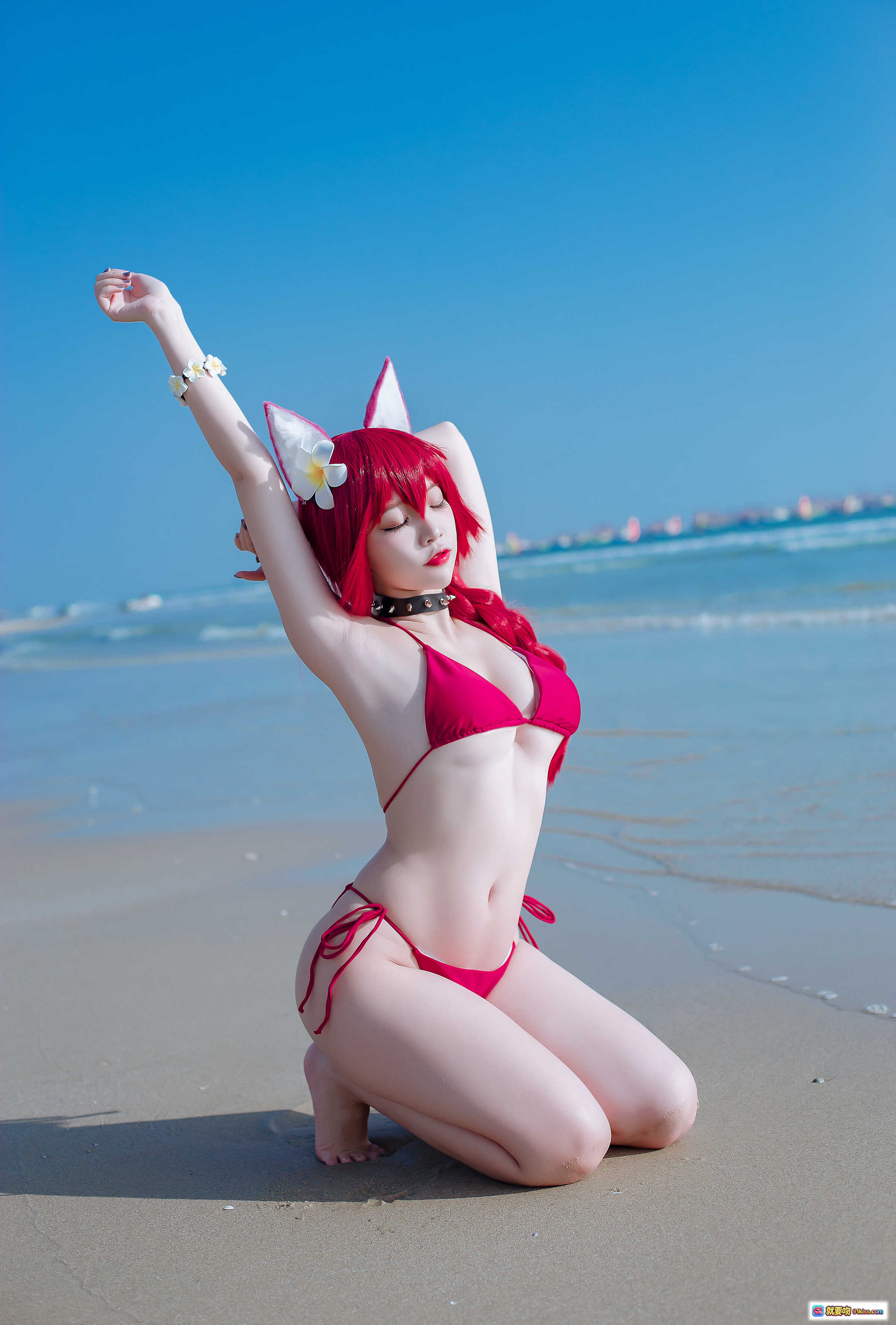 图片[4] - 二佐Nisa NO.115 碧蓝千代田泳装写真 海滩红发猫耳比基尼 Cosplay 美女摄影 20P高清图集 - 就要吻