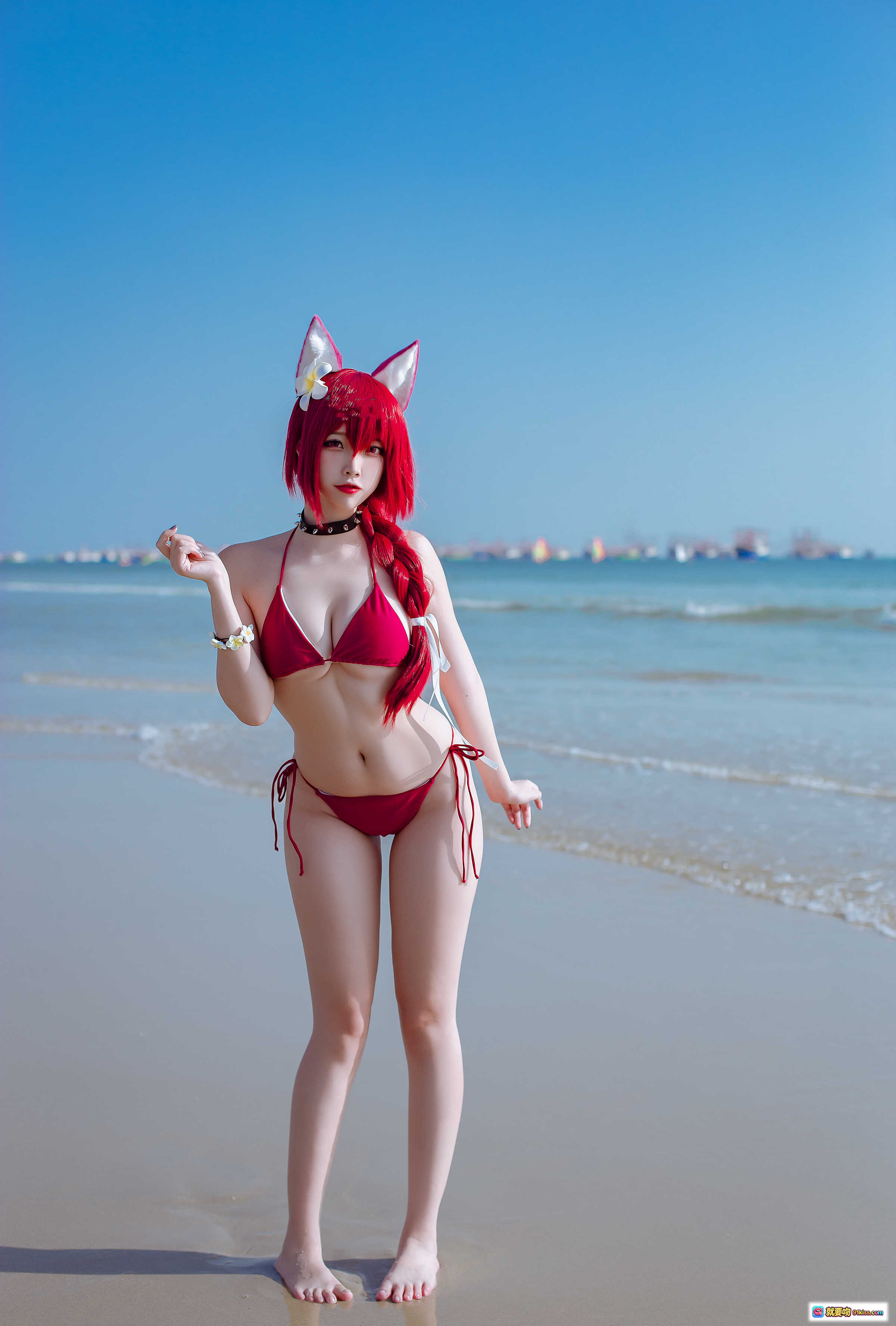 图片[2] - 二佐Nisa NO.115 碧蓝千代田泳装写真 海滩红发猫耳比基尼 Cosplay 美女摄影 20P高清图集 - 就要吻