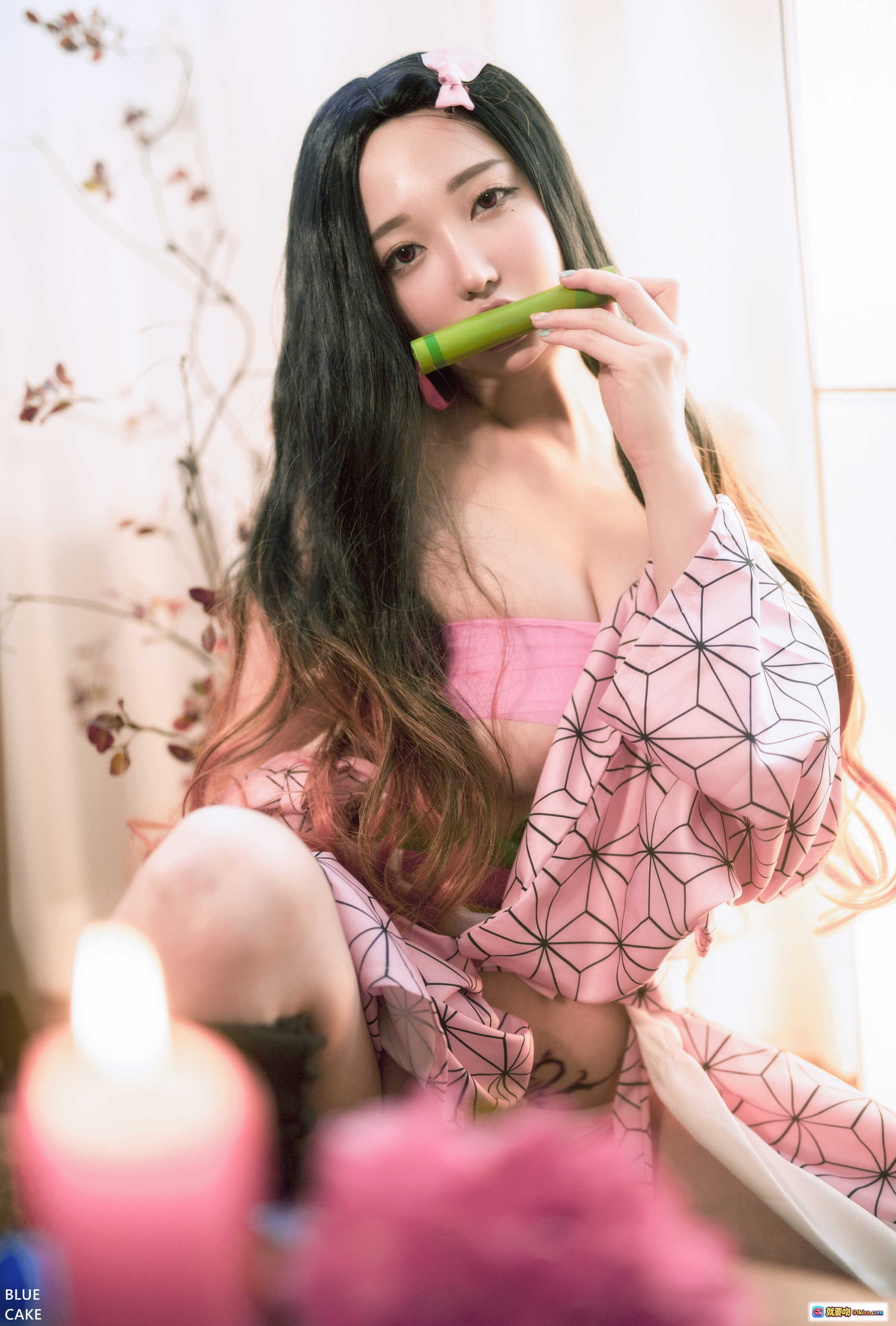 图片[1] - 孫樂樂NO.022粉紅鬼Cosplay寫真｜和風浴衣+竹筒道具+柔美姿態+100P高清圖集 - 就要吻
