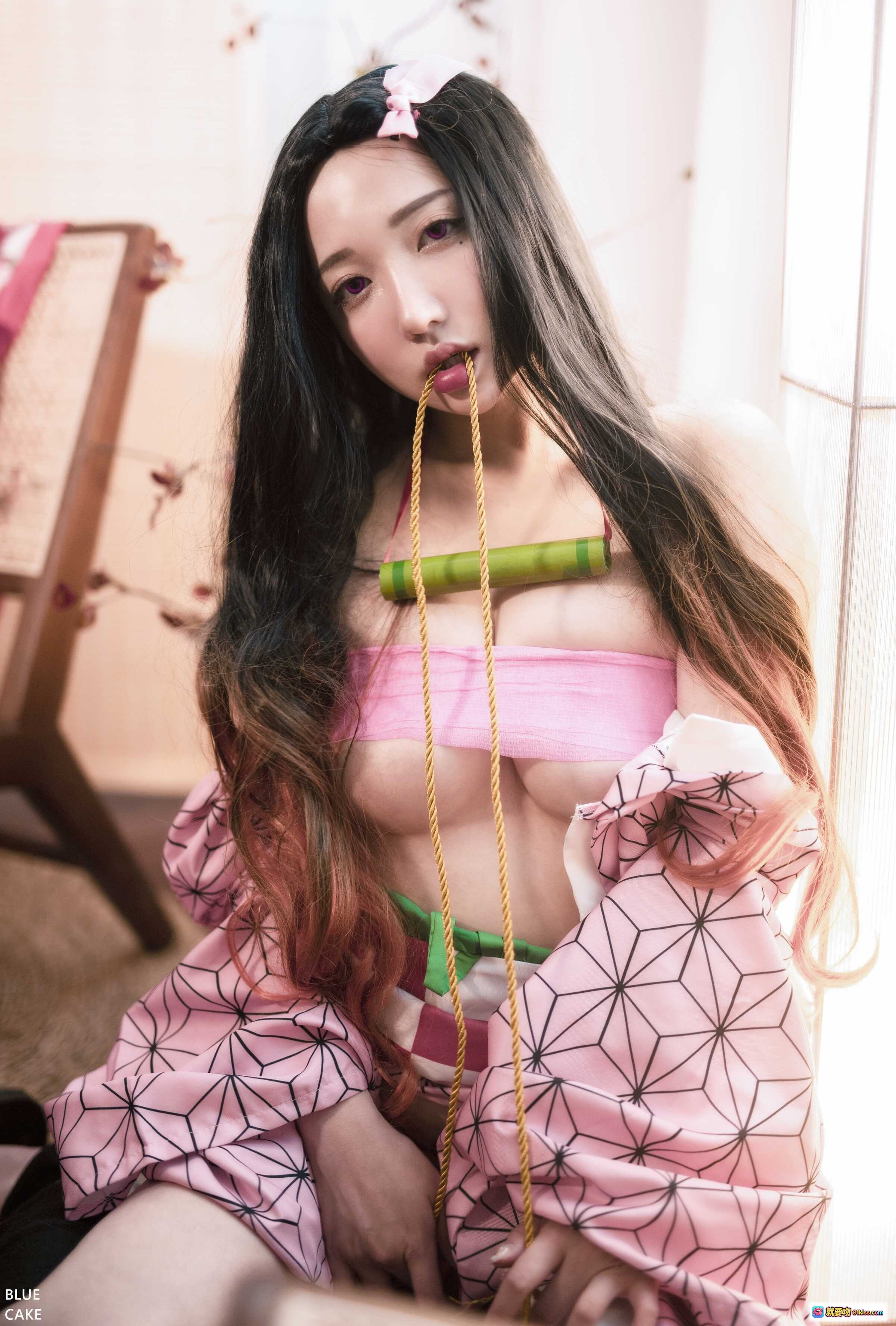 图片[5] - 孫樂樂NO.022粉紅鬼Cosplay寫真｜和風浴衣+竹筒道具+柔美姿態+100P高清圖集 - 就要吻
