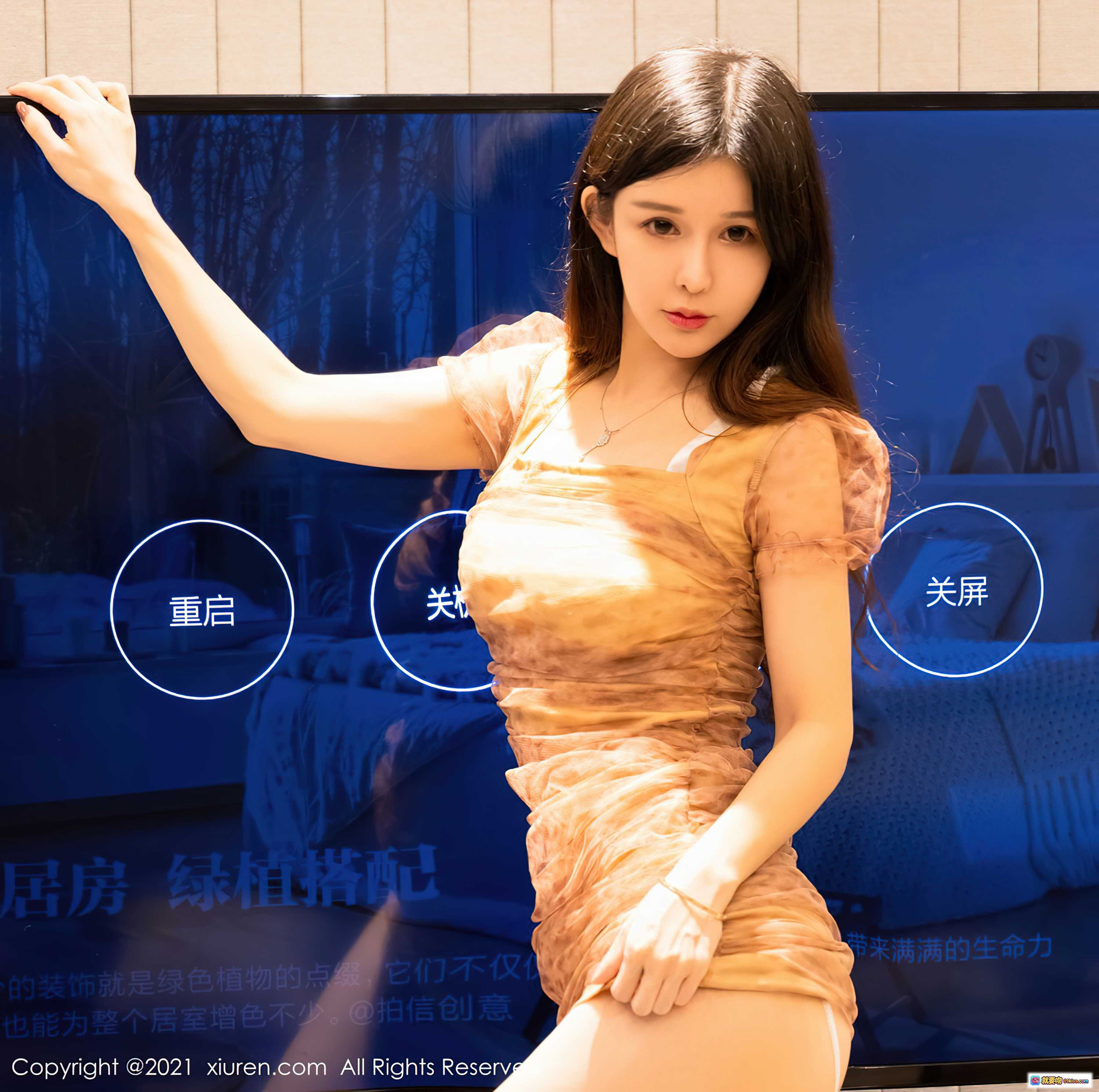 图片[7] - 张雨萌金色褶皱短裙高跟美腿写真 | XIUREN秀人网2021.11.09 No.4186优雅姿态室内拍摄 - 就要吻