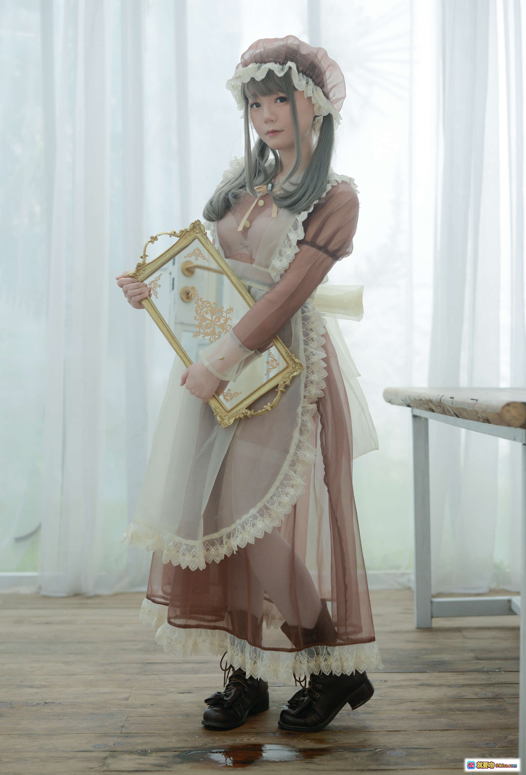 图片[10] - きょう肉肉 vol.17 ～Maid～ 白タイツ メイドコスプレ バスルーム撮影 ファッション フェミニン ロリータ風 透明感 キャラクター写真 - 就要吻