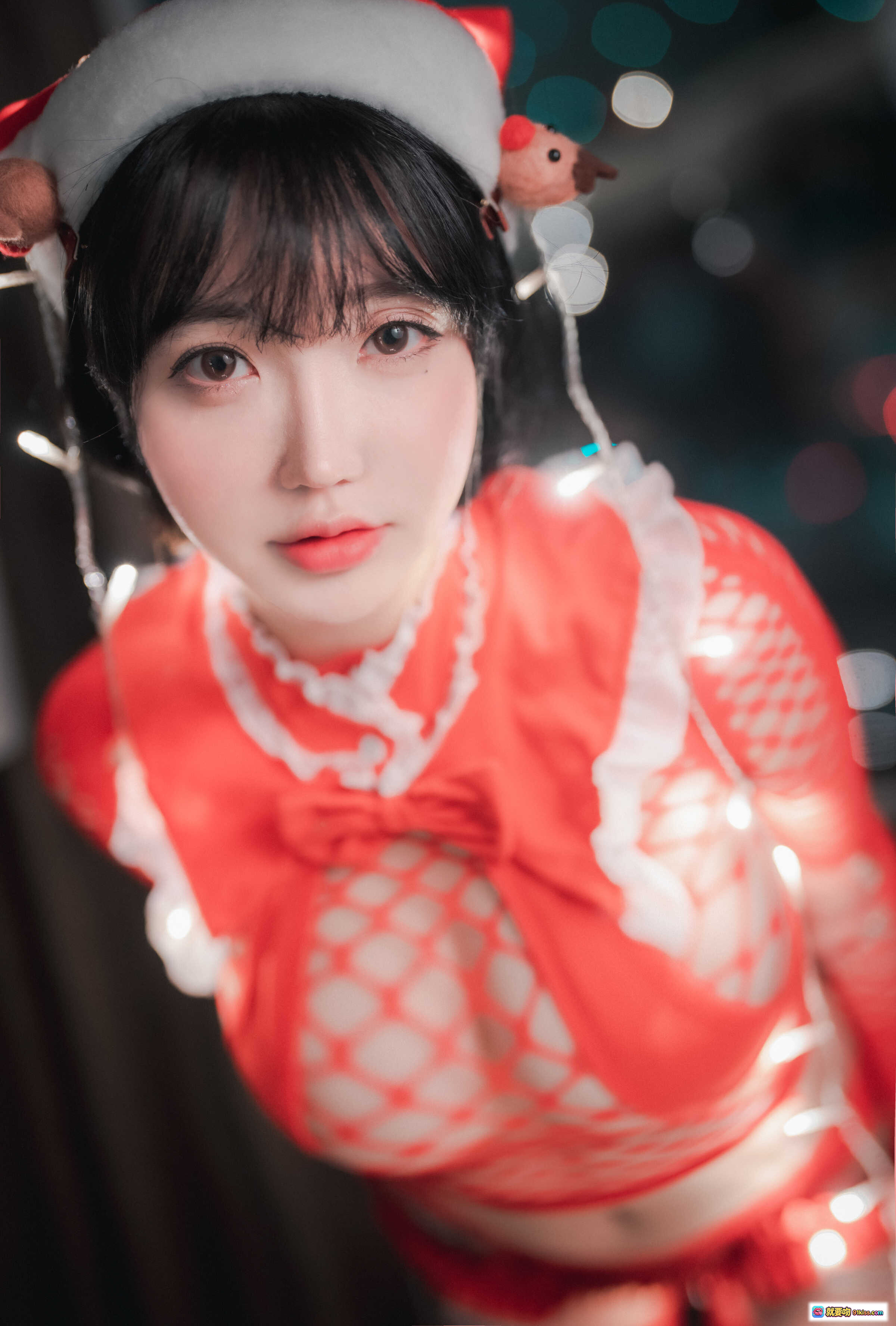 图片[6] - 孫樂樂 NO.042 DJAWA 圣诞特辑 2021 圣诞帽 网纱红装 蝴蝶结 节日氛围 美女写真 46P - 就要吻