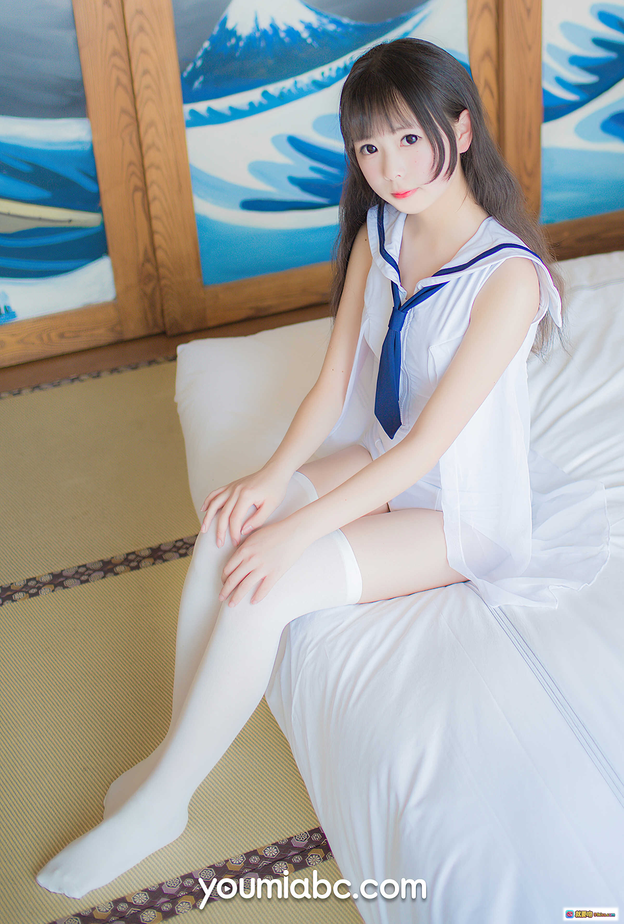 图片[5] - YouMi尤蜜2021.04.27死库水软妹向小圆40P写真 白色水手服+过膝袜 日系清纯少女榻榻米私房照 - 就要吻