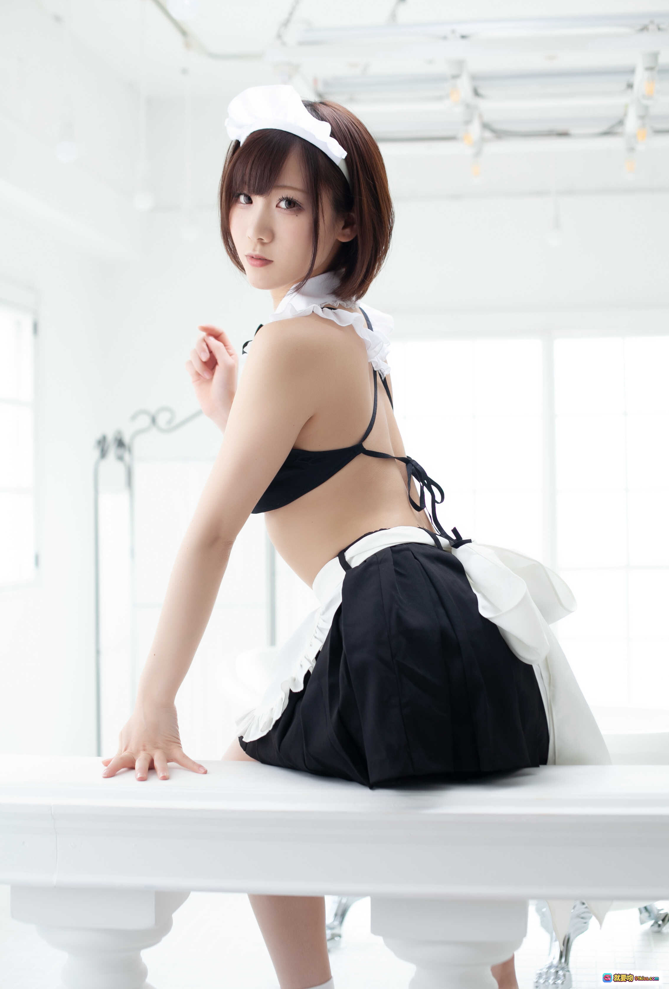 图片[9] - 日本美女KenKen女仆装写真 003 けんけんぱ いえすまいろーど 白帽黑裙蕾丝边 清纯性感室内拍摄 - 就要吻