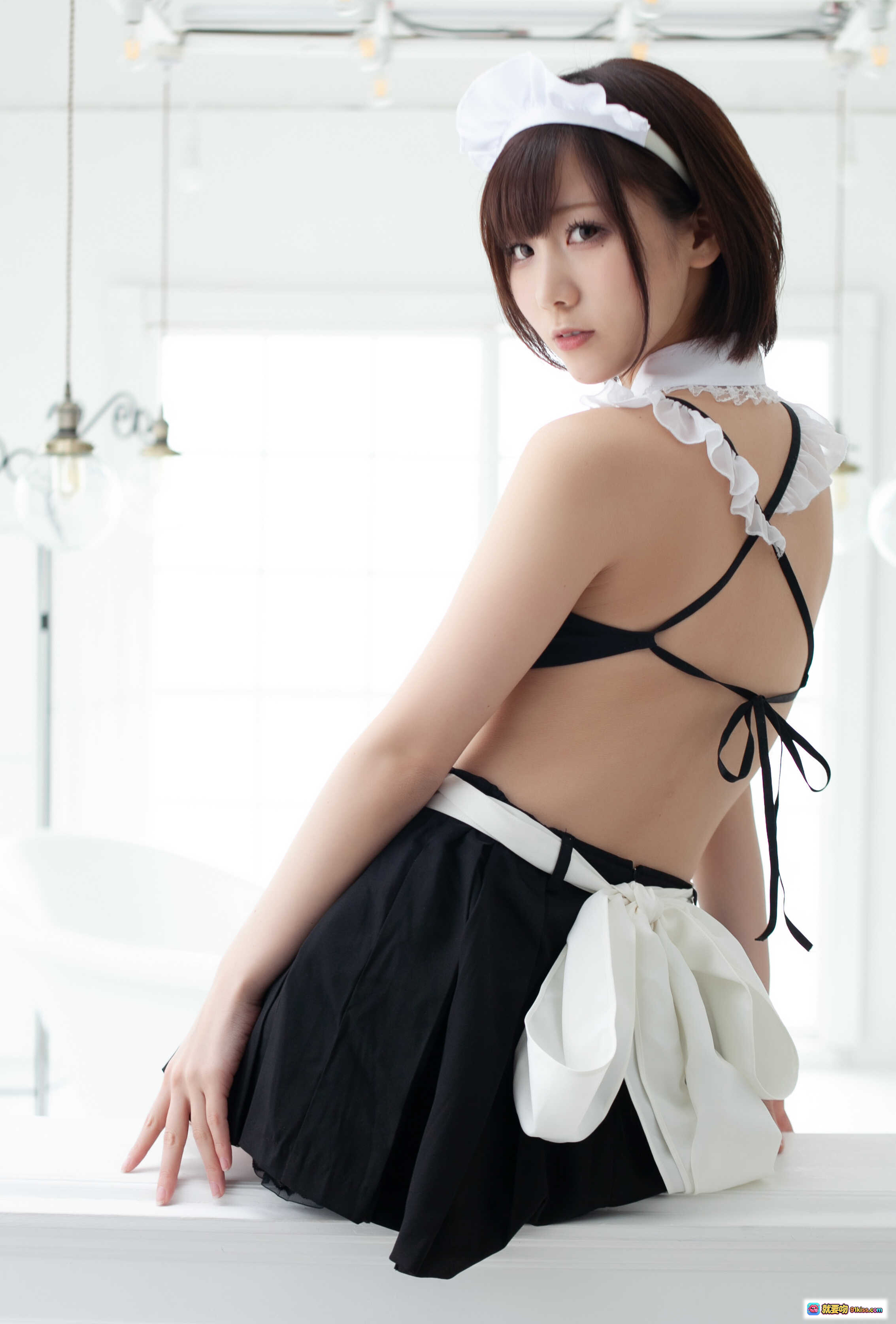 图片[3] - 日本美女KenKen女仆装写真 003 けんけんぱ いえすまいろーど 白帽黑裙蕾丝边 清纯性感室内拍摄 - 就要吻