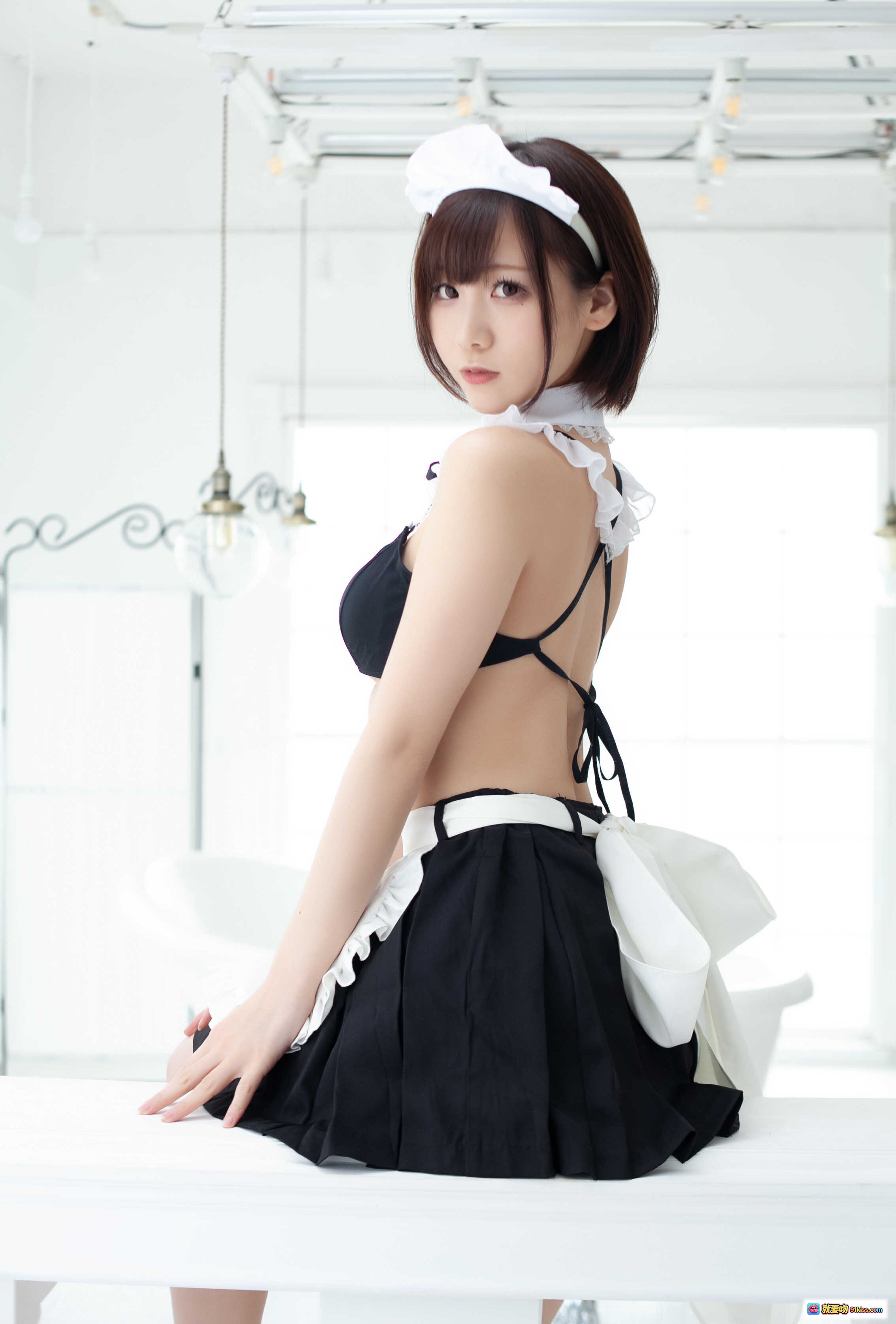 图片[2] - 日本美女KenKen女仆装写真 003 けんけんぱ いえすまいろーど 白帽黑裙蕾丝边 清纯性感室内拍摄 - 就要吻