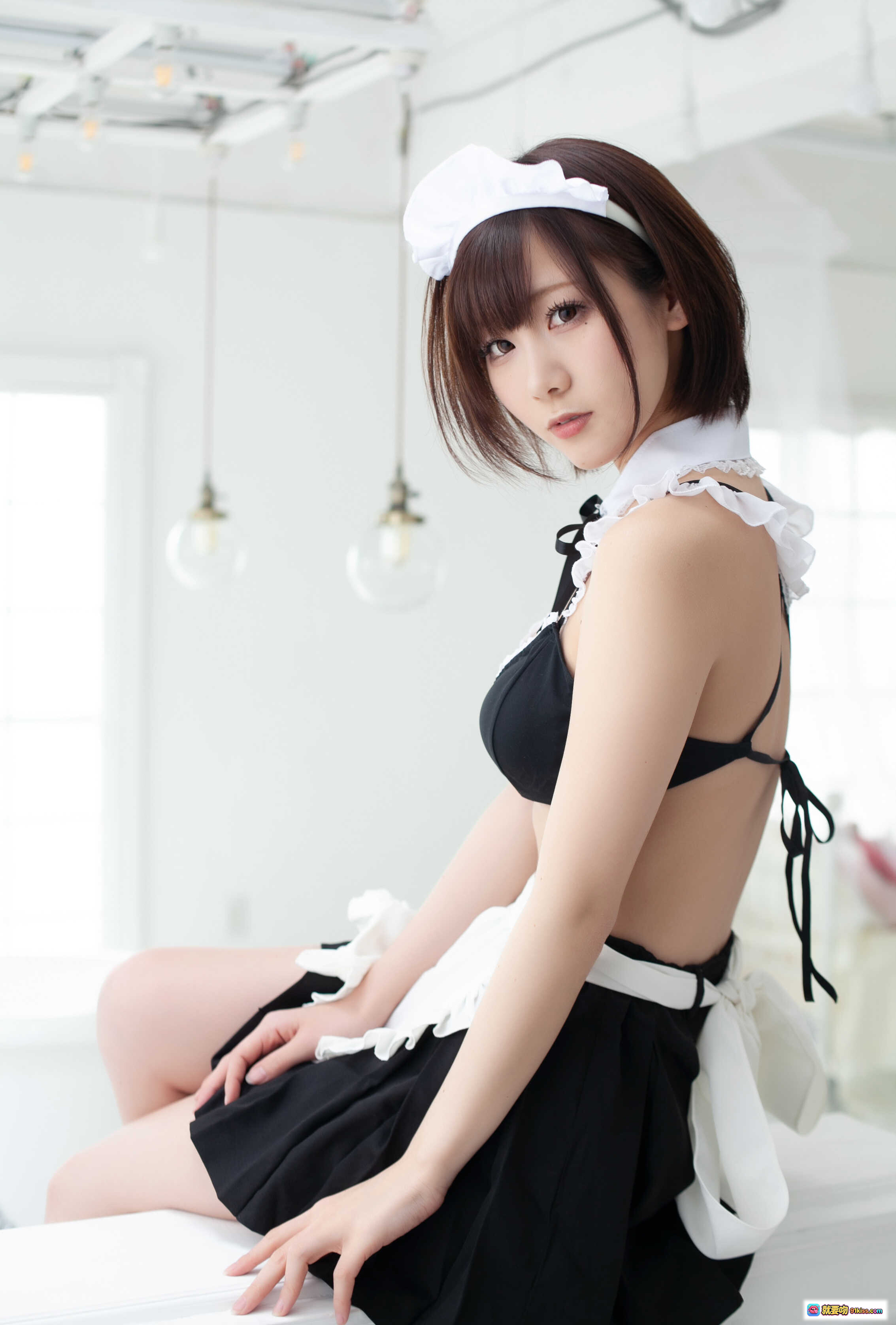 图片[6] - 日本美女KenKen女仆装写真 003 けんけんぱ いえすまいろーど 白帽黑裙蕾丝边 清纯性感室内拍摄 - 就要吻