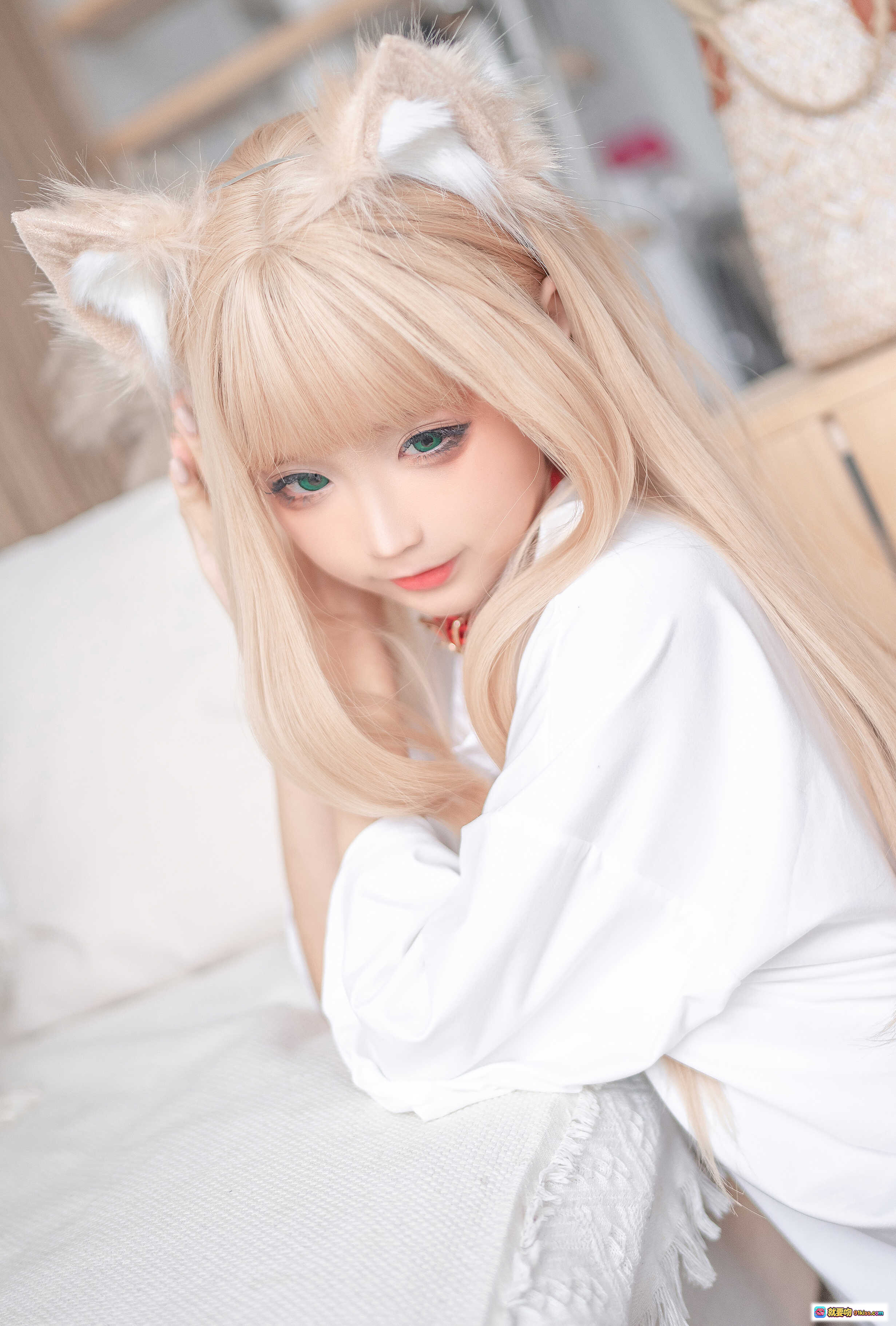 图片[6] - 蠢沫沫NO.150黄豆粉cos写真 | 猫耳少女白T短裙跪姿萌态 | 140P高清图集 - 就要吻