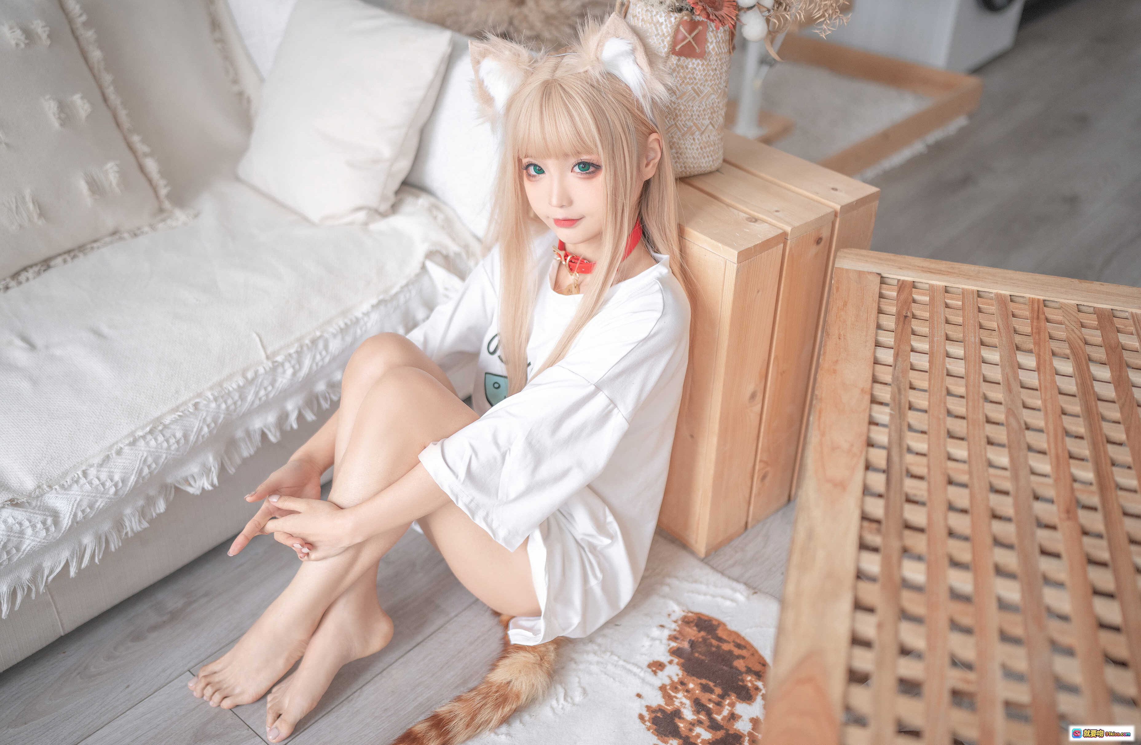 图片[9] - 蠢沫沫NO.150黄豆粉cos写真 | 猫耳少女白T短裙跪姿萌态 | 140P高清图集 - 就要吻