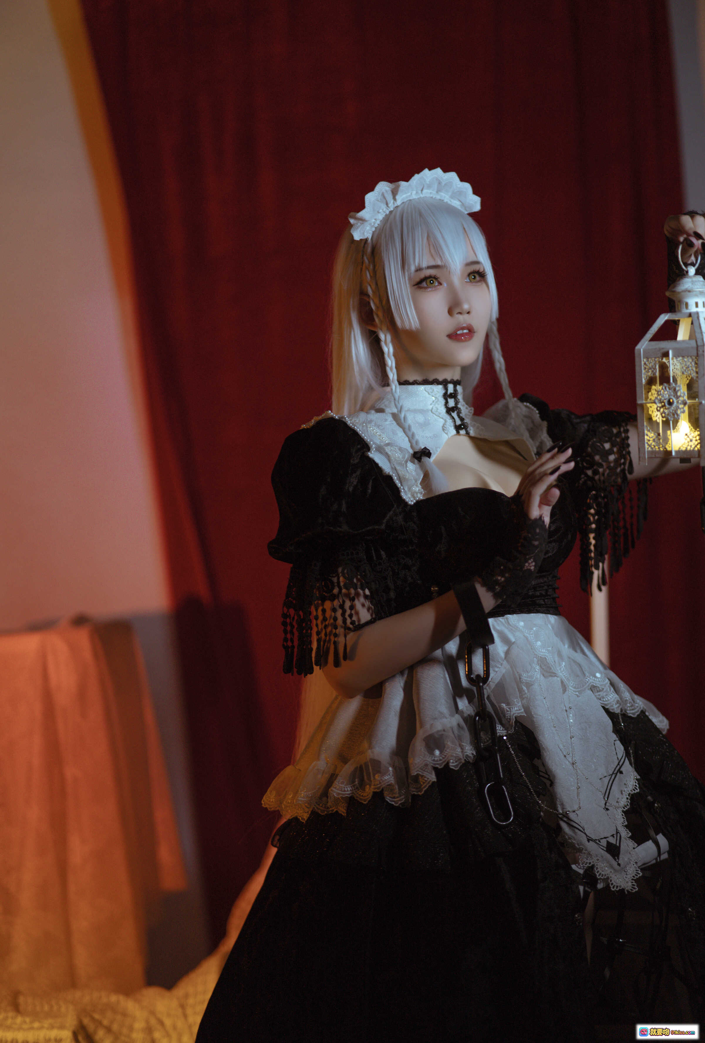 图片[6] - 花兮_honoka 赫敏+能代冬雪沁香 cosplay写真 | 白发蕾丝黑裙暗黑风 | 精致妆容手持黑玫瑰 | 36P高清美图 - 就要吻