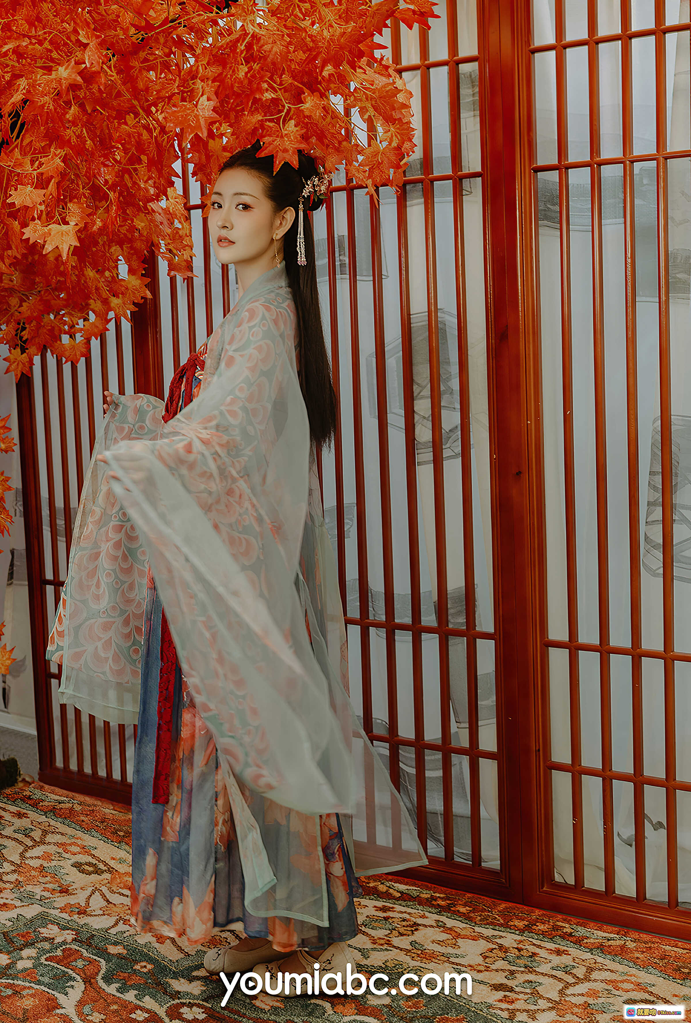 图片[6] - 沈梦瑶古风写真｜绝世花魁优雅坐姿｜青纱薄衣琵琶相伴｜YouMi尤蜜2021年1月15日高清图集 - 就要吻