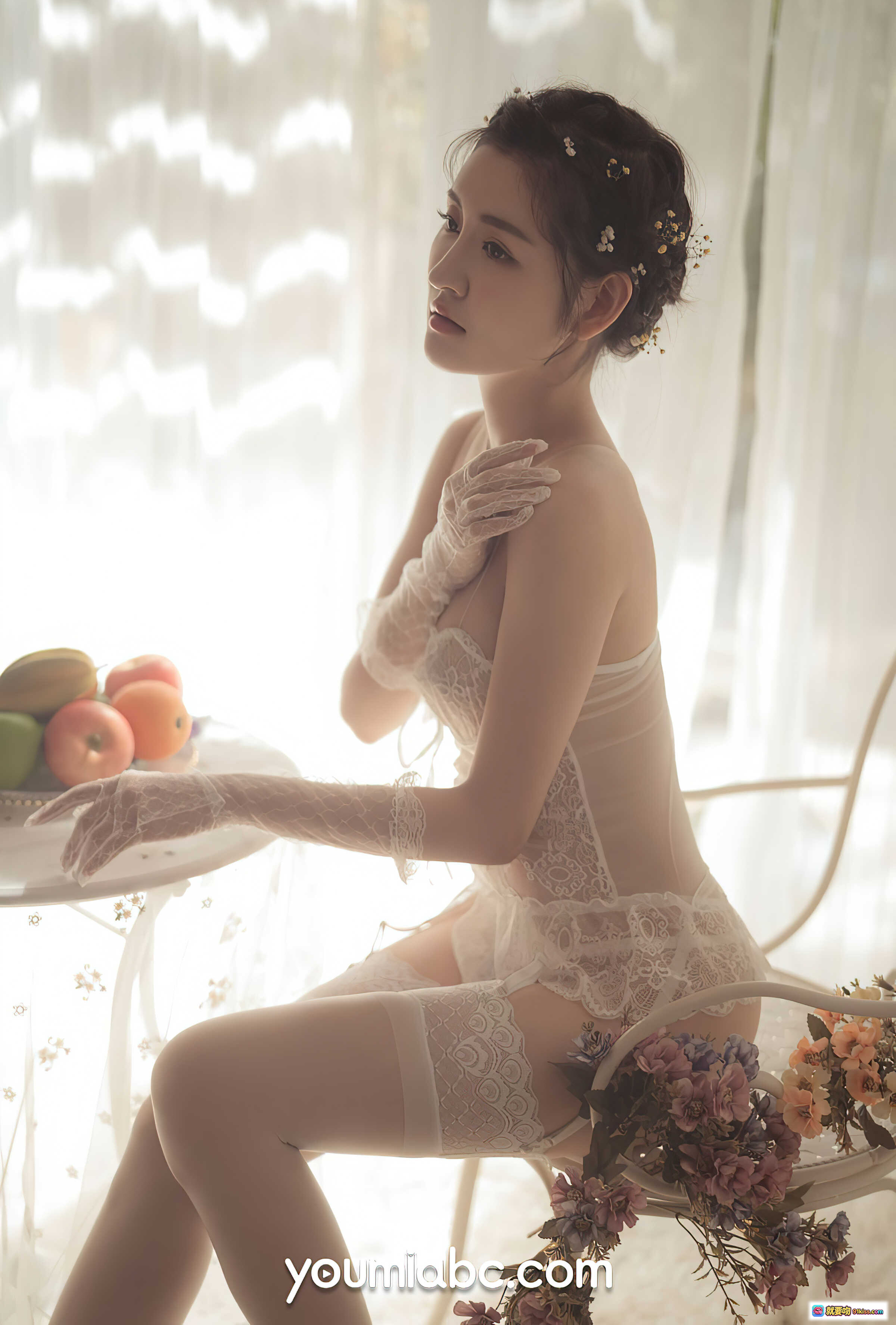 图片[6] - 沈梦瑶入梦少女写真 | 白色蕾丝内衣 | 窗边柔光 | 优雅盘发花饰 | YouMi尤蜜2021.05.19高清图集 - 就要吻