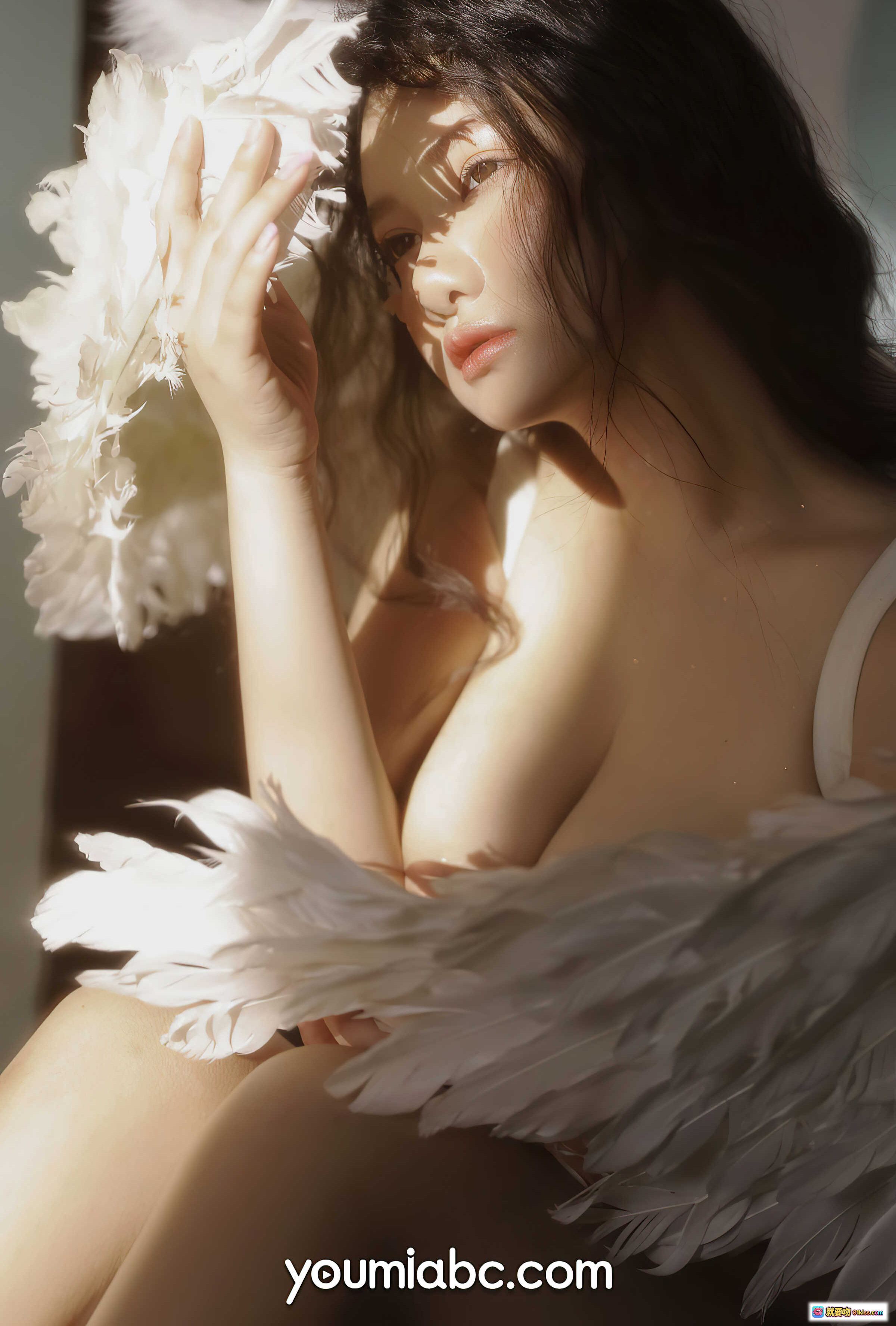 图片[4] - 尹兒天使羽翼写真｜YouMi尤蜜2021.07.19专属蔷薇恋人｜柔光梦幻白纱羽毛翅膀私房美图 - 就要吻