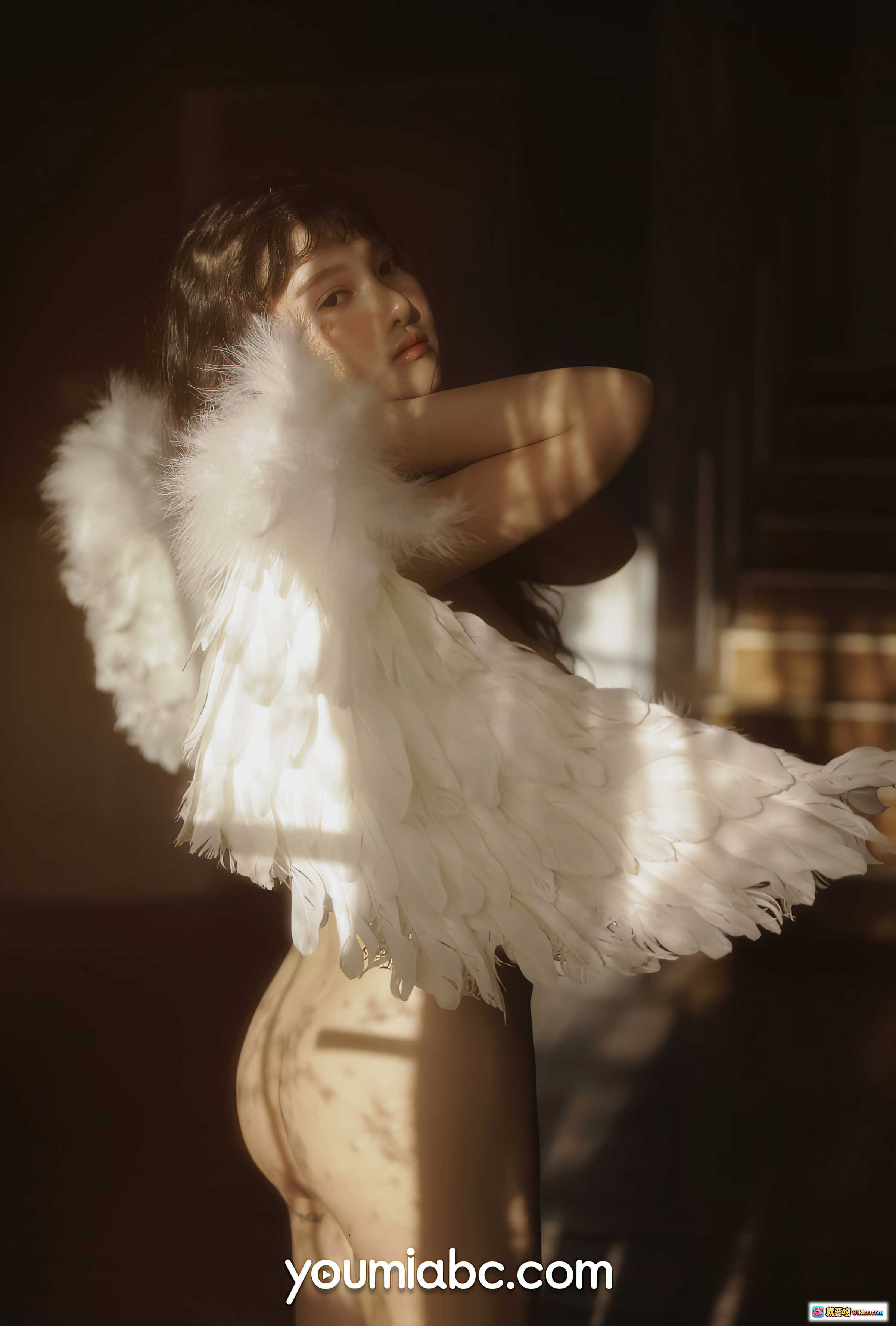 图片[9] - 尹兒天使羽翼写真｜YouMi尤蜜2021.07.19专属蔷薇恋人｜柔光梦幻白纱羽毛翅膀私房美图 - 就要吻