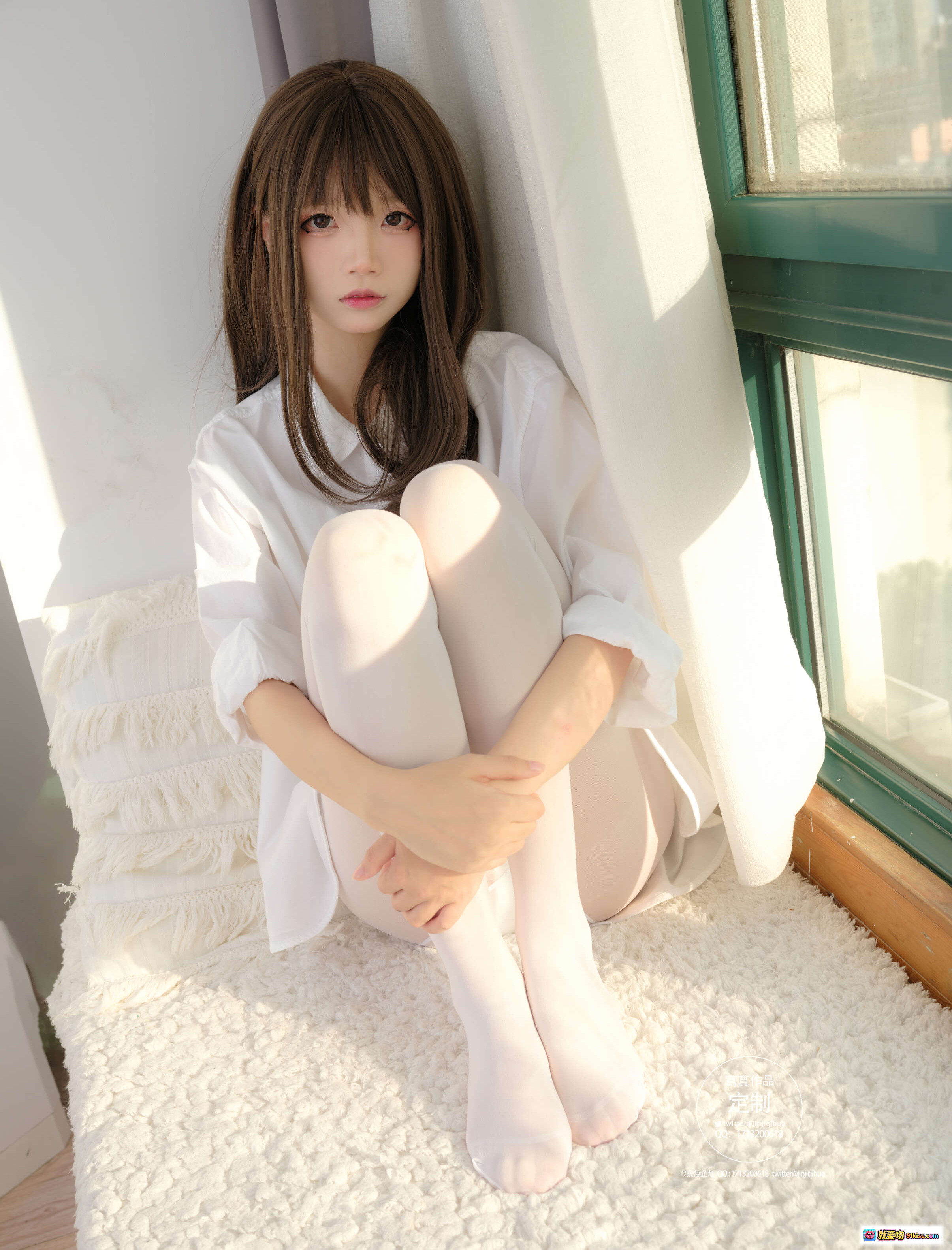 图片[3] - 五更百鬼NO.026紧急企划 白丝美腿写真 50P高清柔光窗边少女氛围感穿搭 - 就要吻