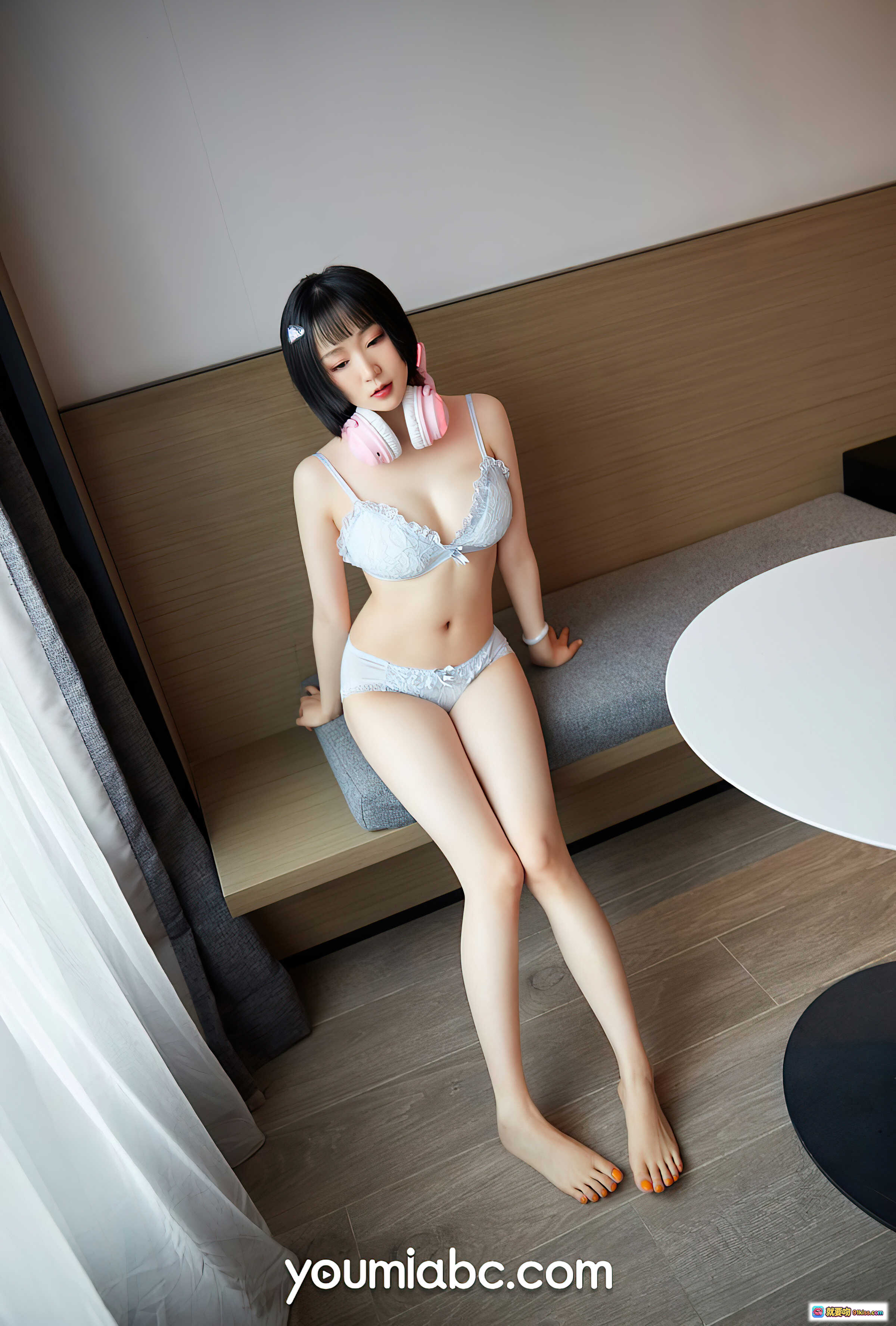 图片[6] - 龙女宝宝AI女友写真｜粉色猫耳耳机+白色蕾丝内衣｜YouMi尤蜜2021.07.16性感私房照 - 就要吻