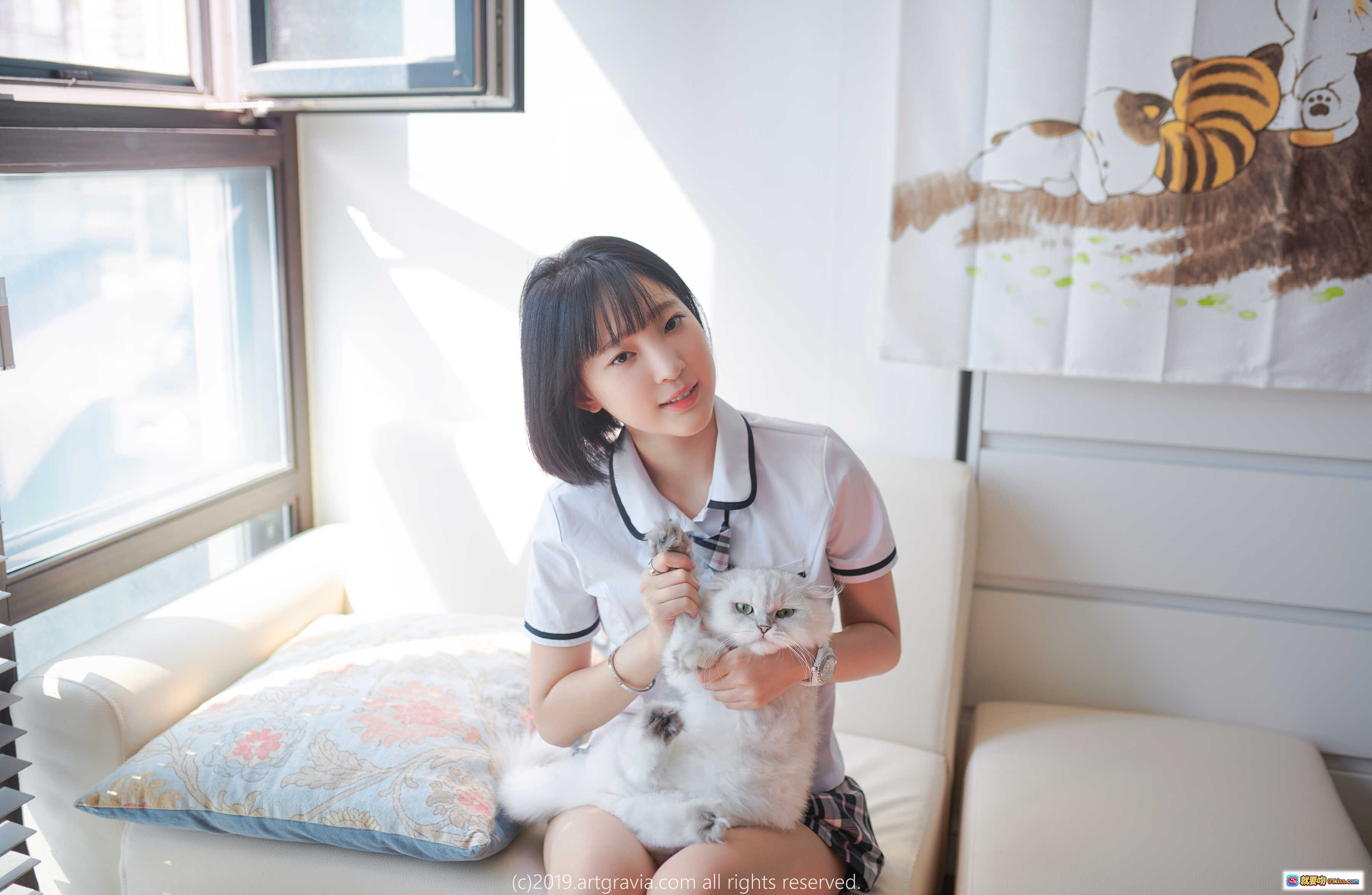 图片[7] - 姜仁卿 NO.057 | ARTGRAVIA VOL.105 47P | 白衬衫格子裙少女写真 | 清新甜美校园风 | 短发萌系私房照 - 就要吻