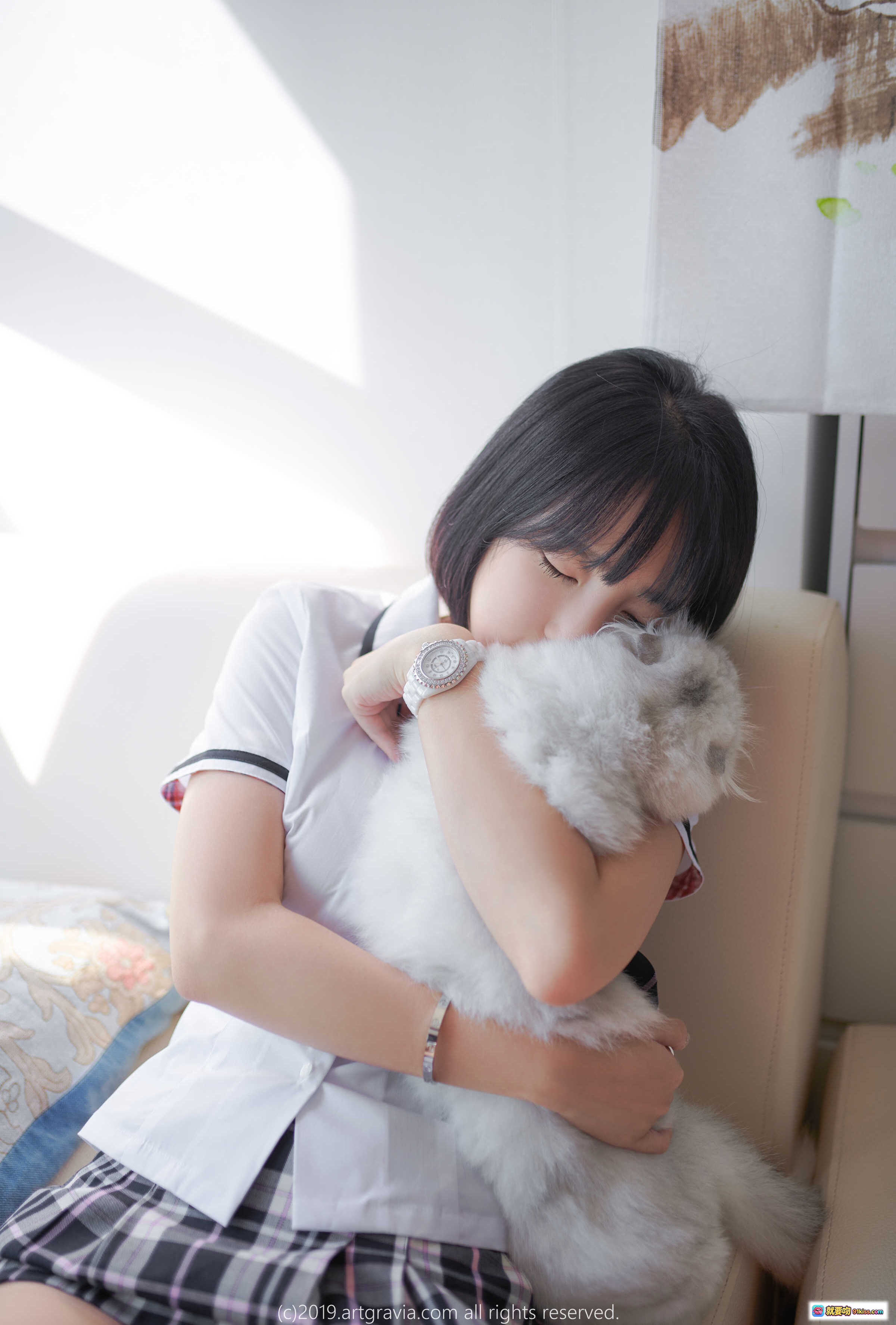 图片[8] - 姜仁卿 NO.057 | ARTGRAVIA VOL.105 47P | 白衬衫格子裙少女写真 | 清新甜美校园风 | 短发萌系私房照 - 就要吻