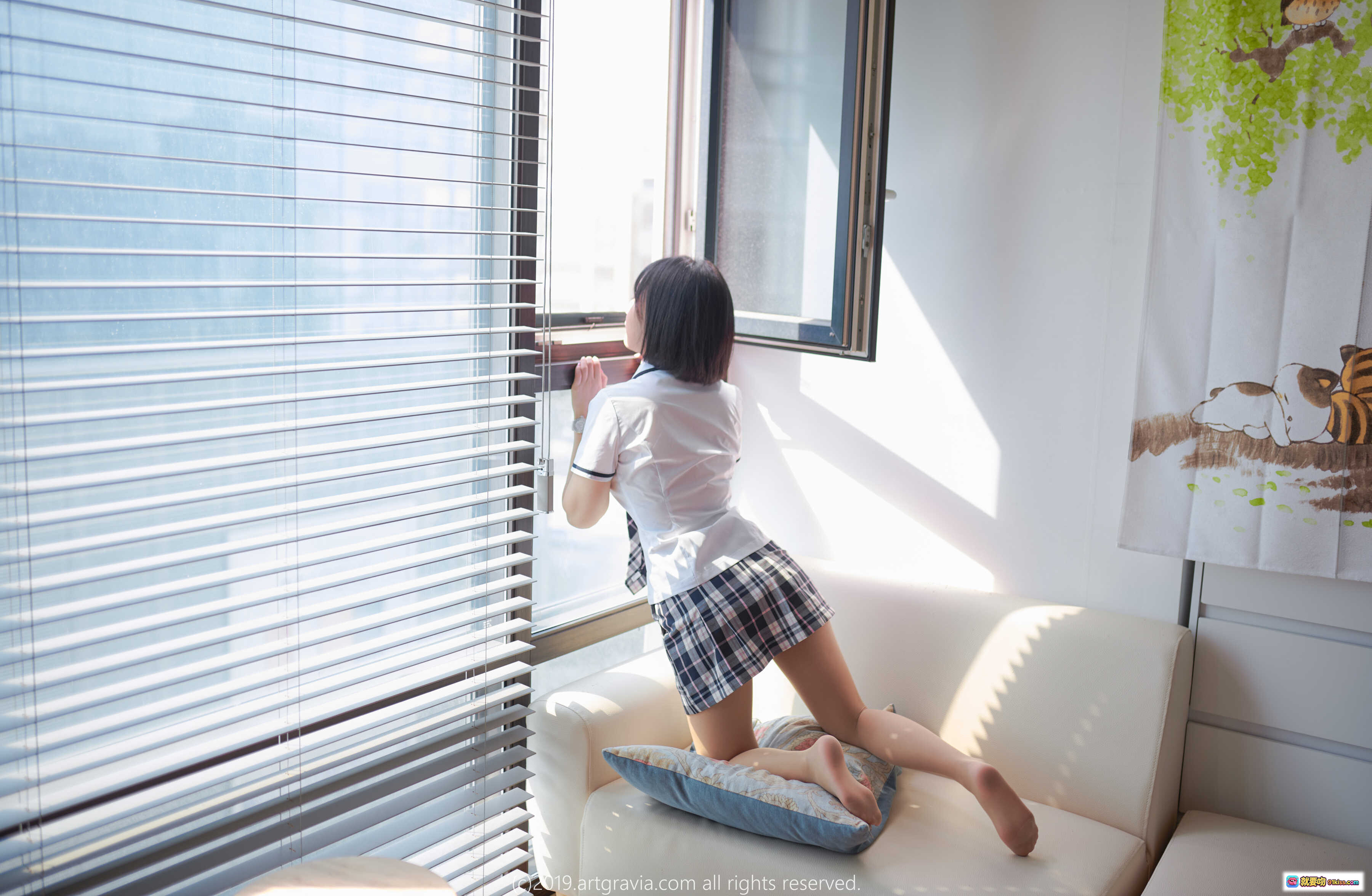 图片[4] - 姜仁卿 NO.057 | ARTGRAVIA VOL.105 47P | 白衬衫格子裙少女写真 | 清新甜美校园风 | 短发萌系私房照 - 就要吻