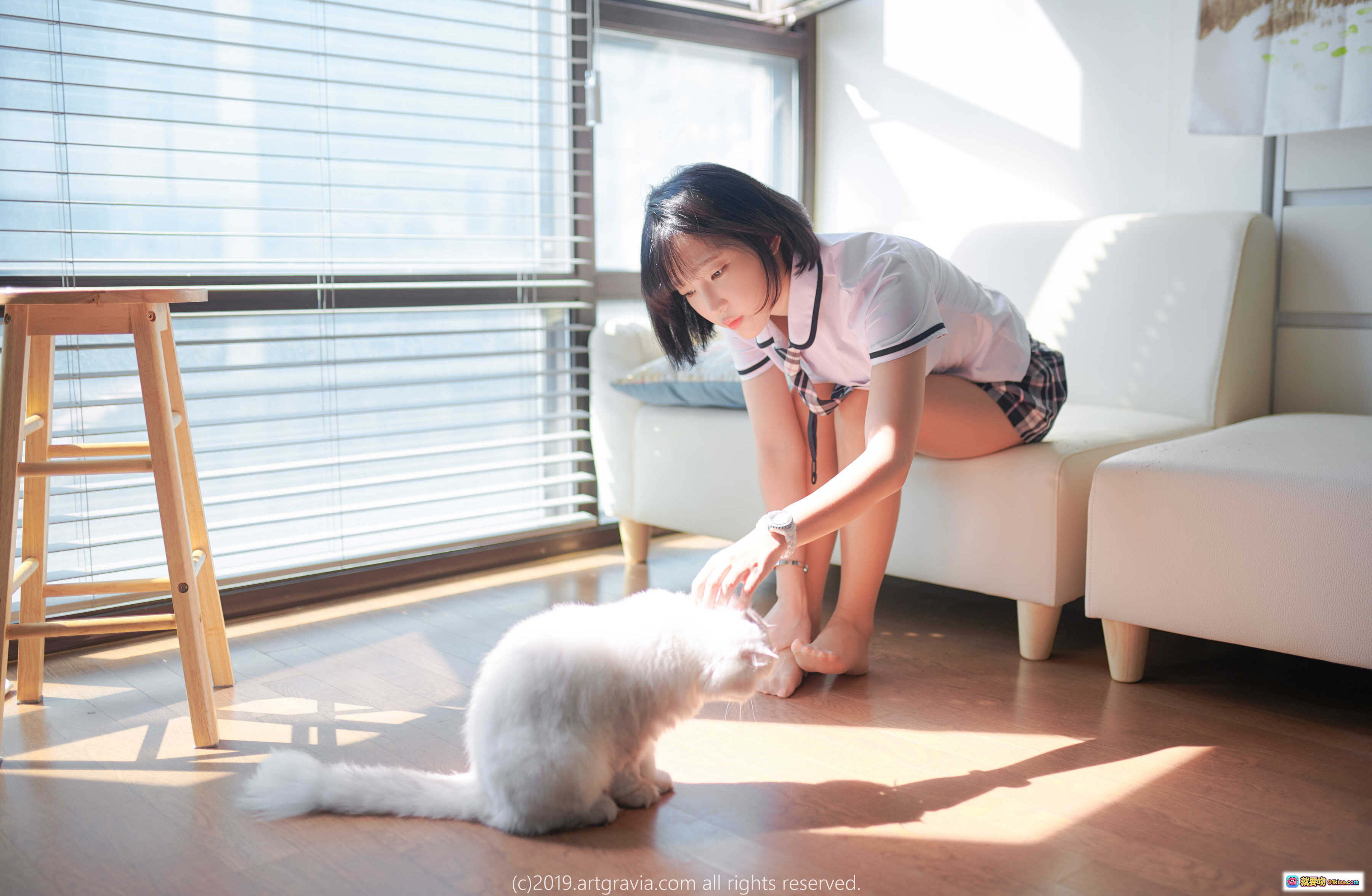 图片[5] - 姜仁卿 NO.057 | ARTGRAVIA VOL.105 47P | 白衬衫格子裙少女写真 | 清新甜美校园风 | 短发萌系私房照 - 就要吻