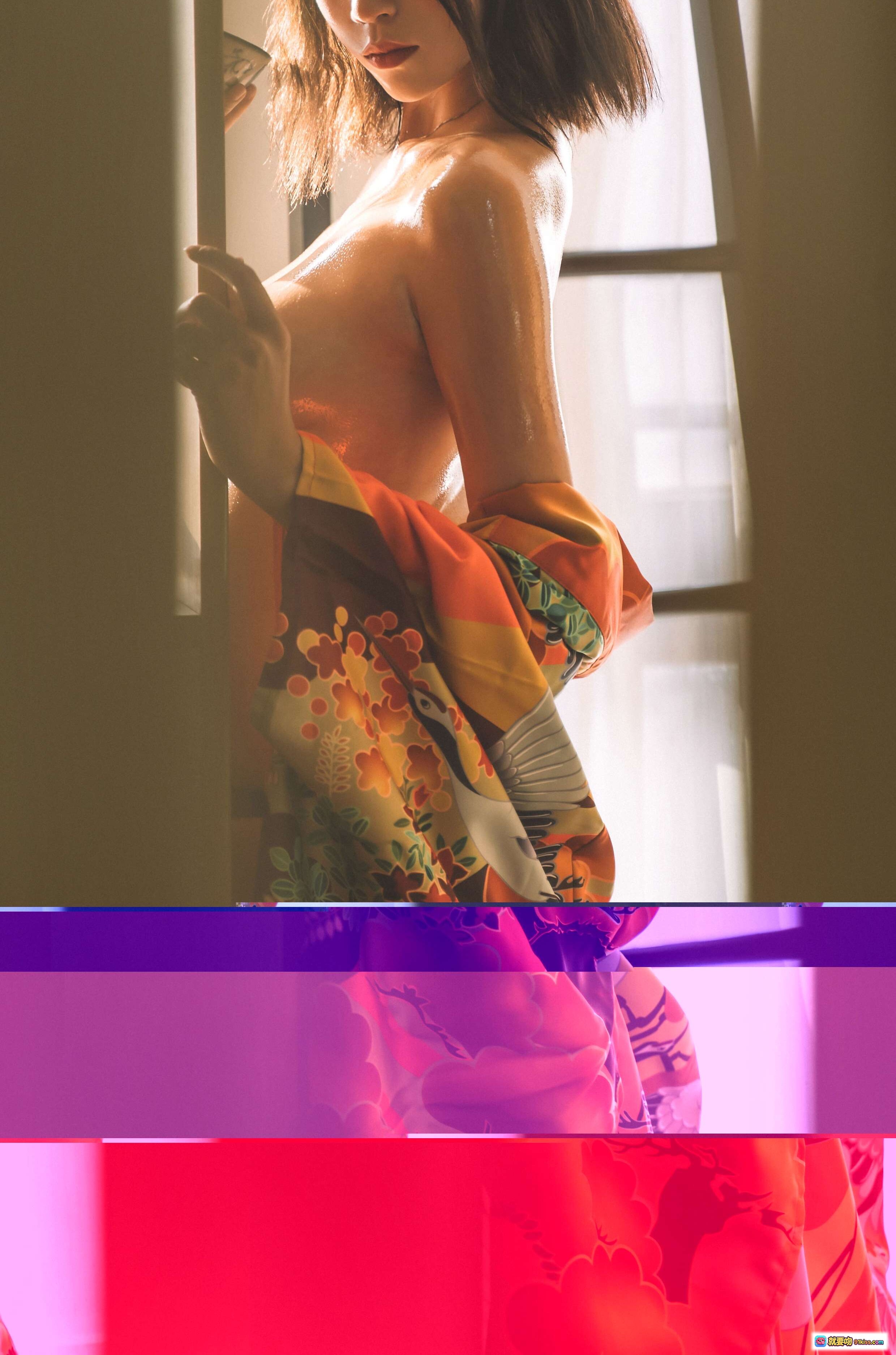 图片[4] - 奈汐酱NO.020消愁写真｜湿发背影持罐饮料｜日系和风浴衣性感私房照 - 就要吻