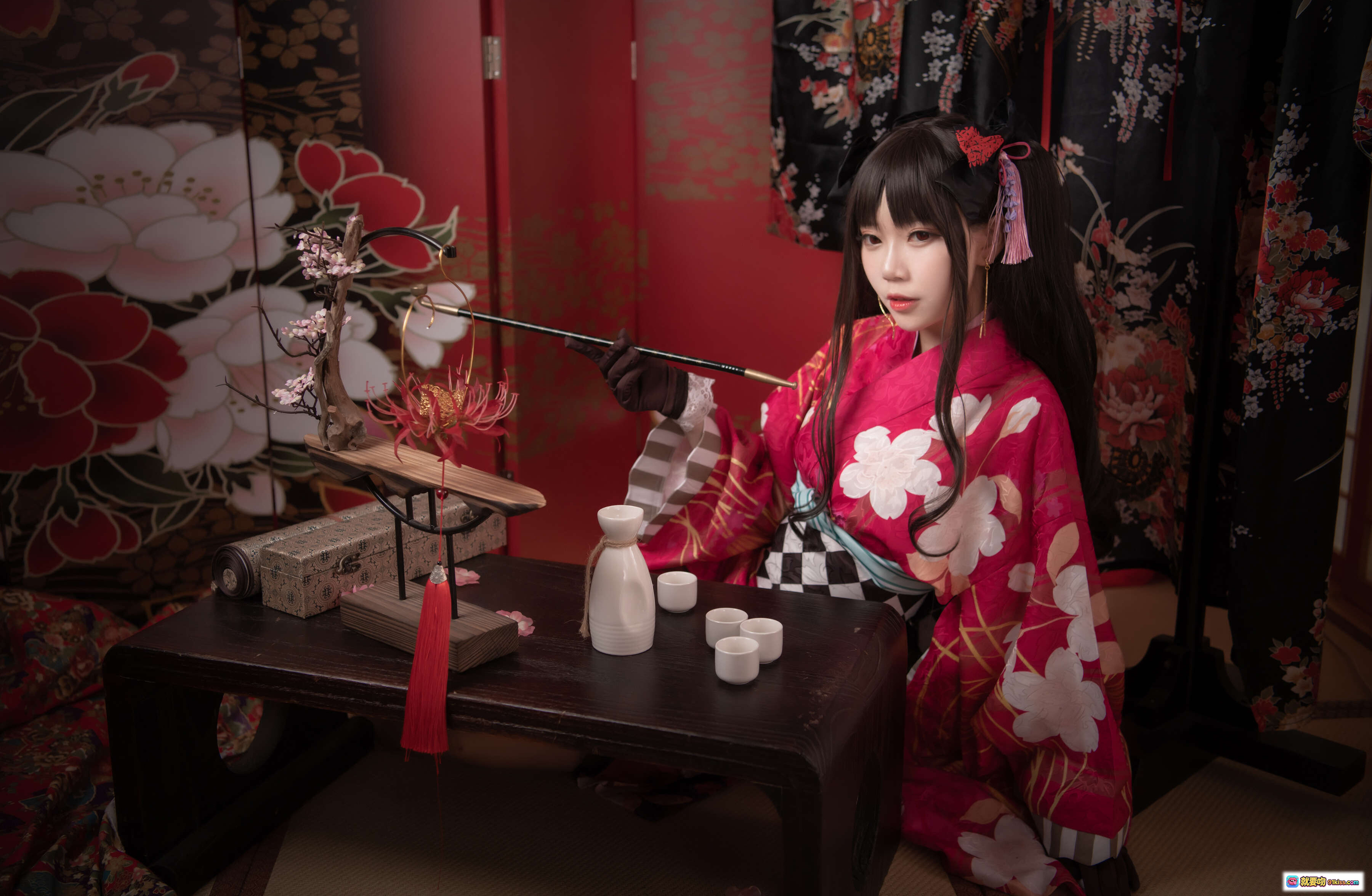 图片[6] - 大肉丸Amiee NO.006 伊斯塔凛和风写真 | 红色振袖和服 | 黑白棋盘格腰带 | 日式传统场景 | 美少女Cosplay | 高清摄影图集 - 就要吻