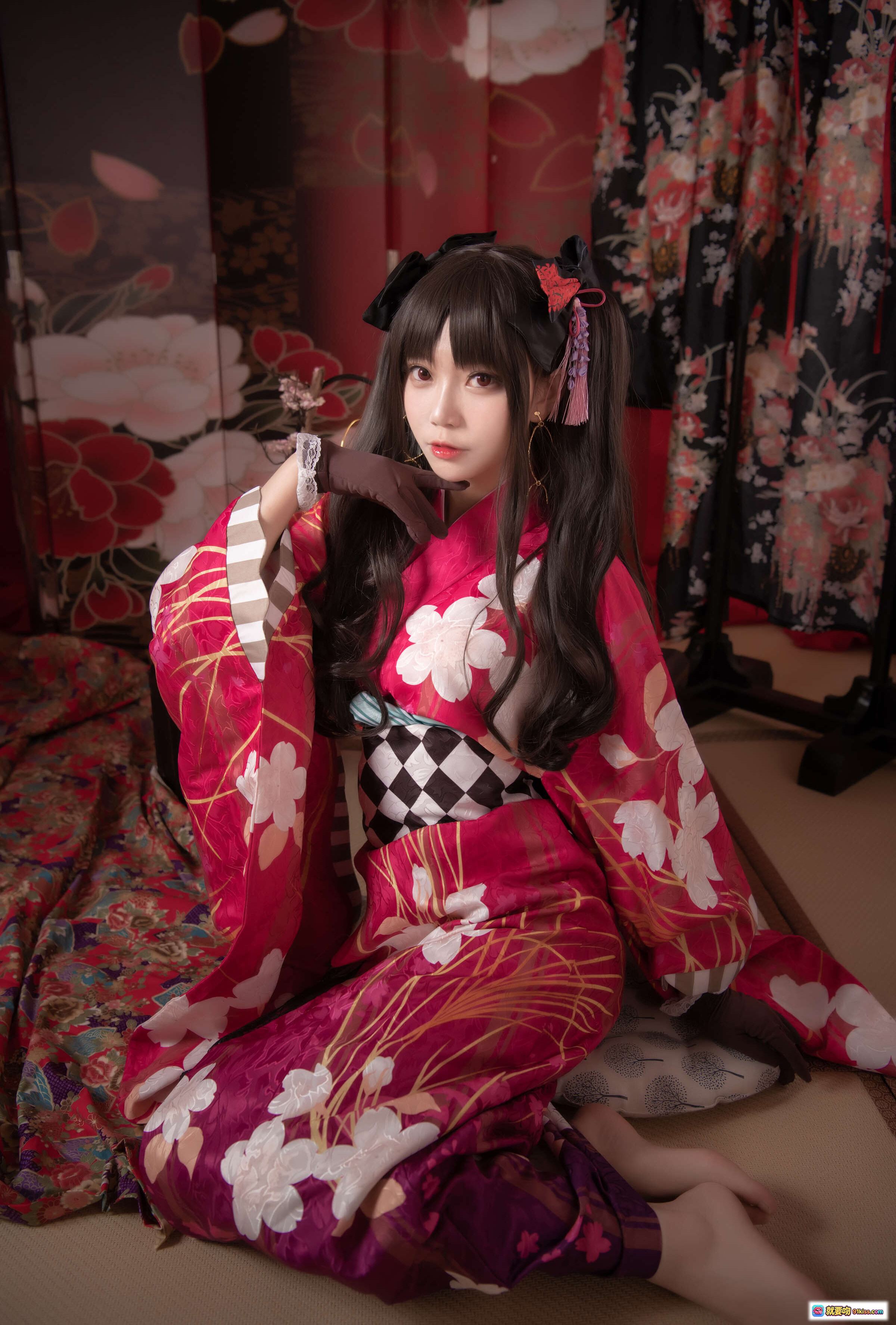 图片[3] - 大肉丸Amiee NO.006 伊斯塔凛和风写真 | 红色振袖和服 | 黑白棋盘格腰带 | 日式传统场景 | 美少女Cosplay | 高清摄影图集 - 就要吻