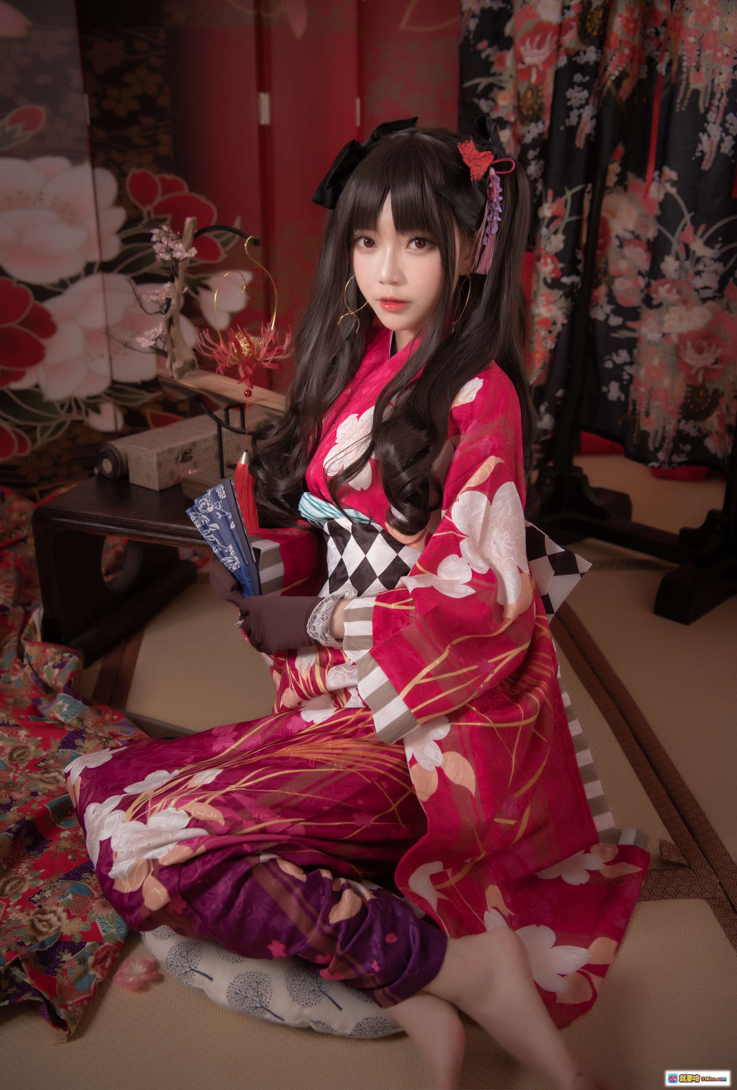 图片[2] - 大肉丸Amiee NO.006 伊斯塔凛和风写真 | 红色振袖和服 | 黑白棋盘格腰带 | 日式传统场景 | 美少女Cosplay | 高清摄影图集 - 就要吻
