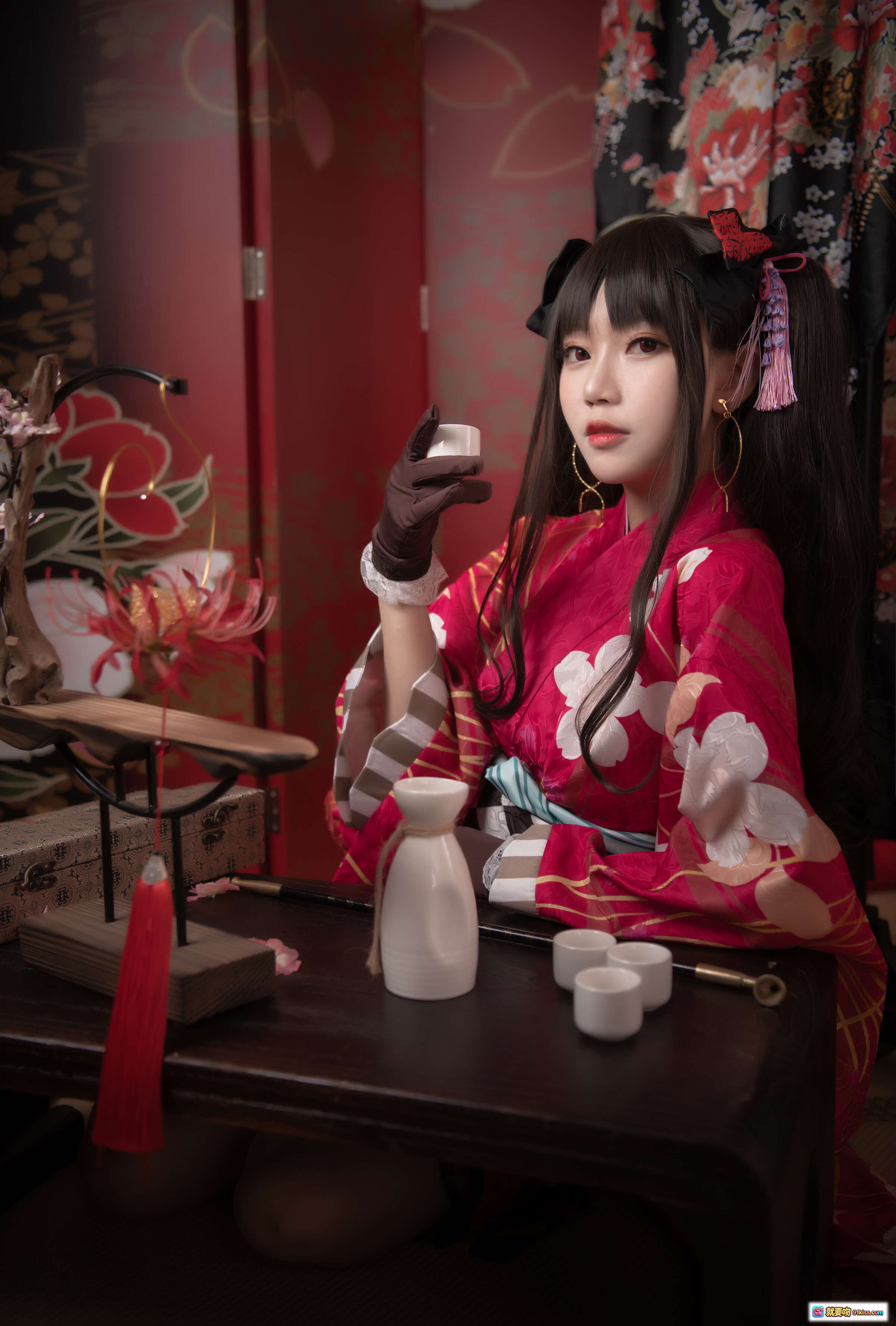 图片[9] - 大肉丸Amiee NO.006 伊斯塔凛和风写真 | 红色振袖和服 | 黑白棋盘格腰带 | 日式传统场景 | 美少女Cosplay | 高清摄影图集 - 就要吻