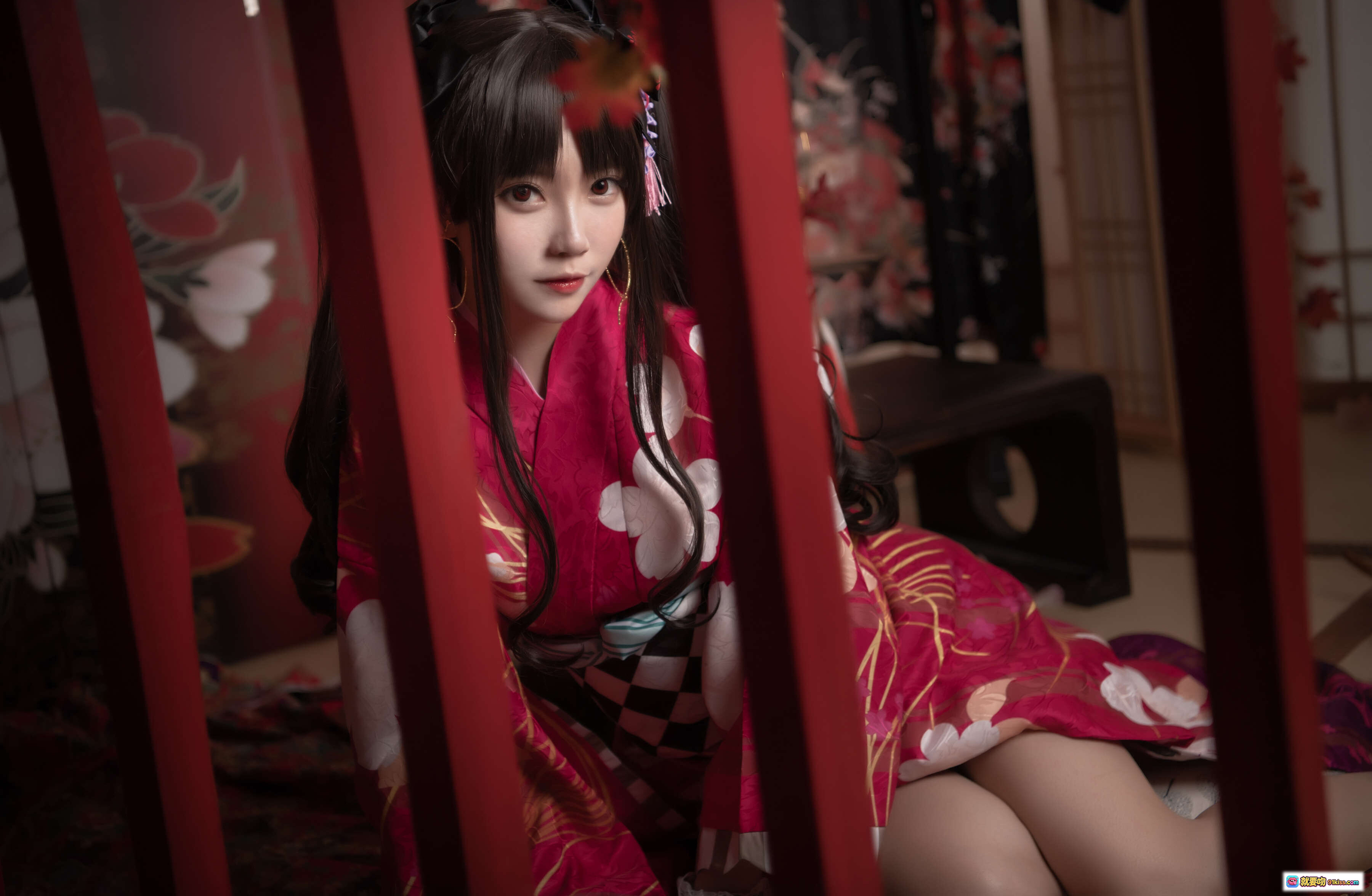 图片[7] - 大肉丸Amiee NO.006 伊斯塔凛和风写真 | 红色振袖和服 | 黑白棋盘格腰带 | 日式传统场景 | 美少女Cosplay | 高清摄影图集 - 就要吻