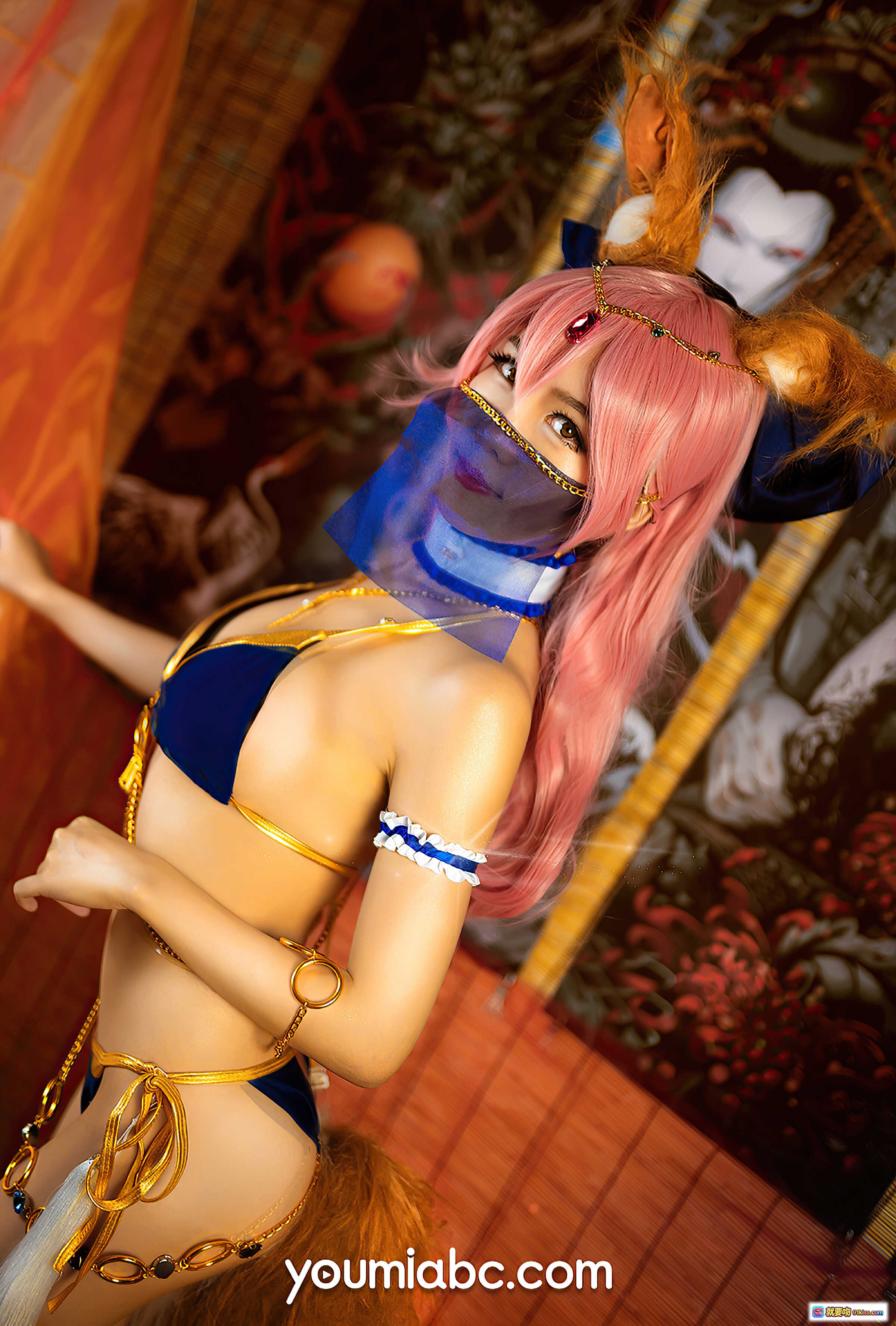 图片[6] - YouMi尤蜜舞娘玉藻前cos写真 2021.04.06 粉发猫耳性感比基尼 日式和风场景 17P高清图集 - 就要吻