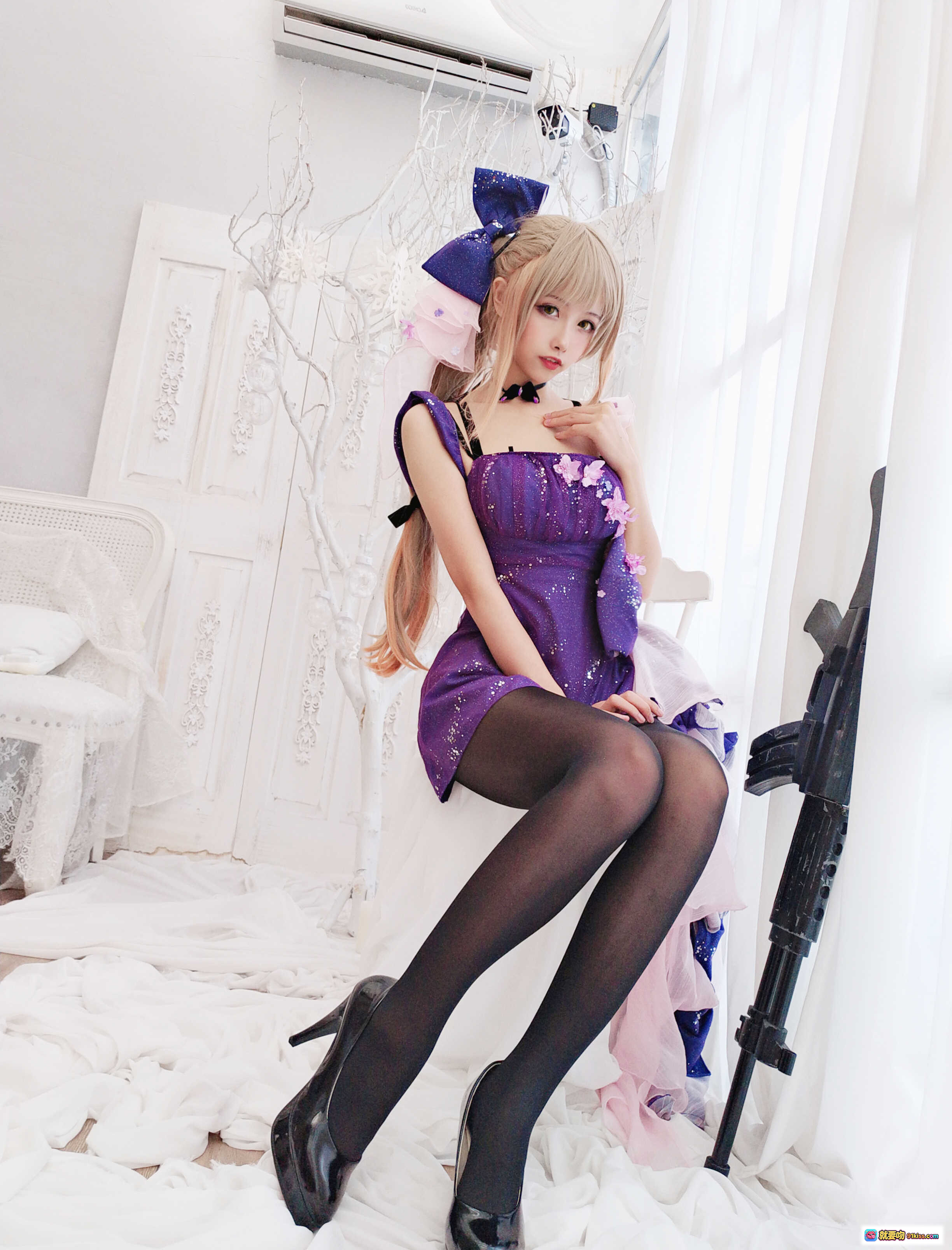 图片[6] - Momoko葵葵NO.026 K2自拍紫裙蝴蝶结持枪Cosplay写真18P - 就要吻