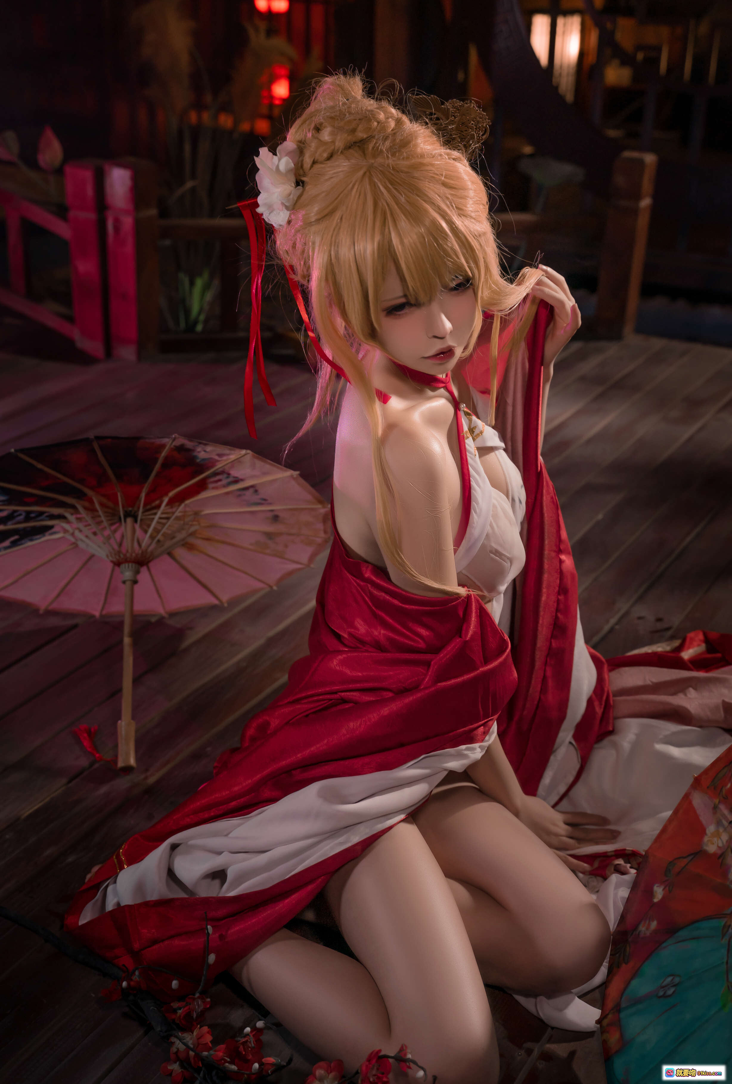 图片[2] - 可可老师NO.002碧蓝航线光荣凉夜春雪Cosplay写真 红白和风浴衣性感美腿日系二次元角色扮演50P高清图集 - 就要吻