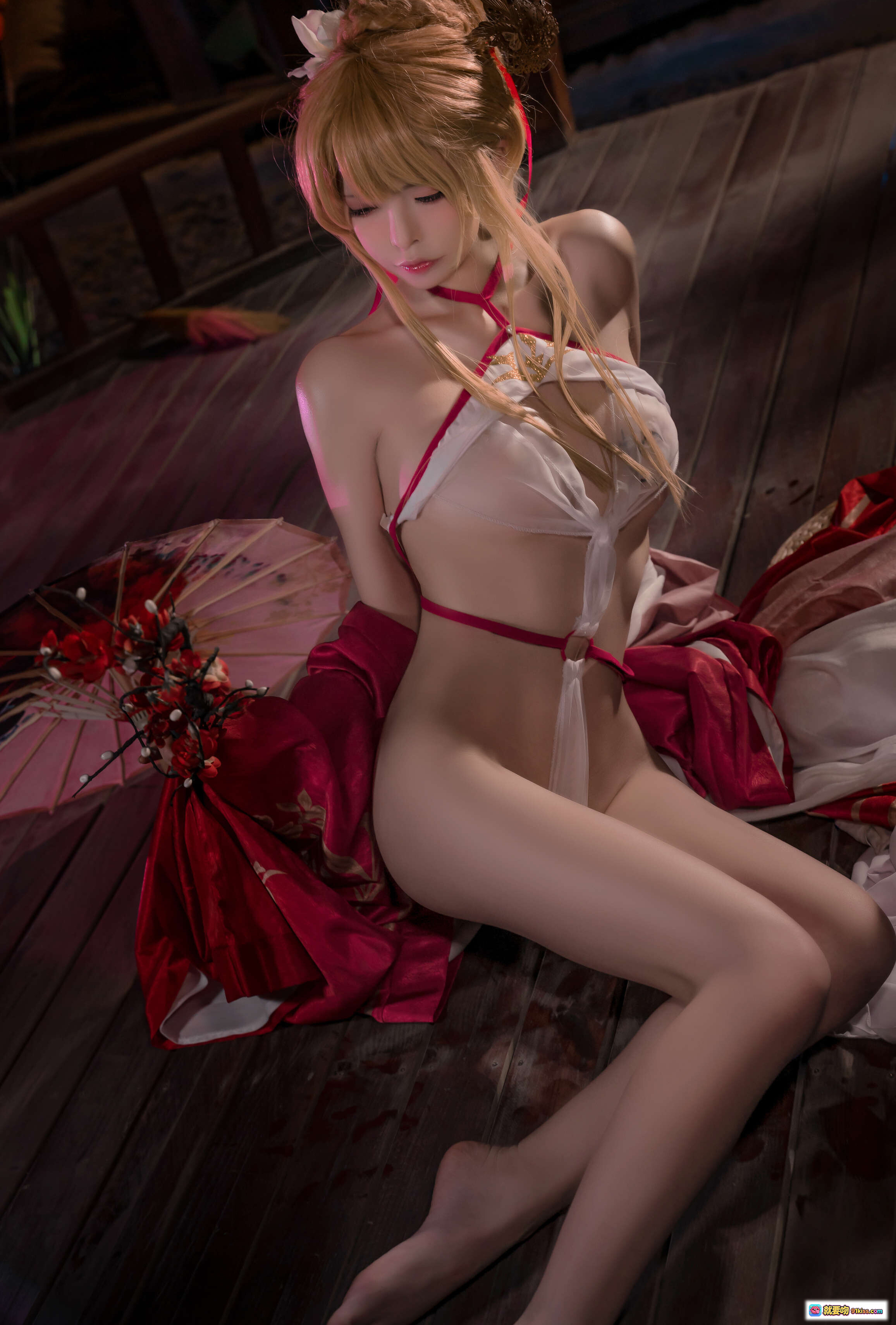 图片[3] - 可可老师NO.002碧蓝航线光荣凉夜春雪Cosplay写真 红白和风浴衣性感美腿日系二次元角色扮演50P高清图集 - 就要吻