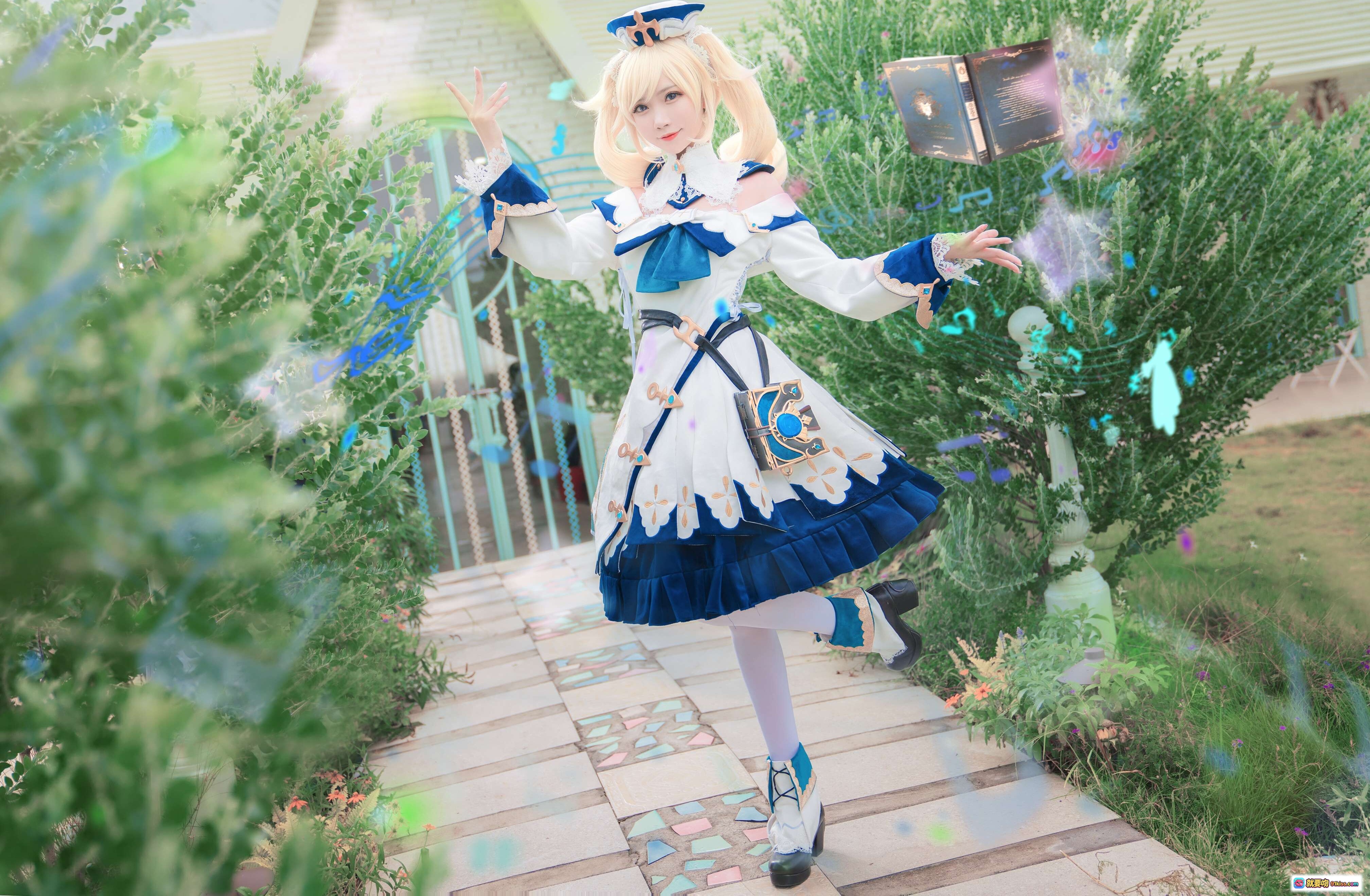 图片[8] - 大肉丸Amiee NO.005 芭芭拉 Cosplay 精美洛丽塔裙装 金发双马尾 白色蕾丝领结 优雅祈祷姿势 高清写真14P - 就要吻