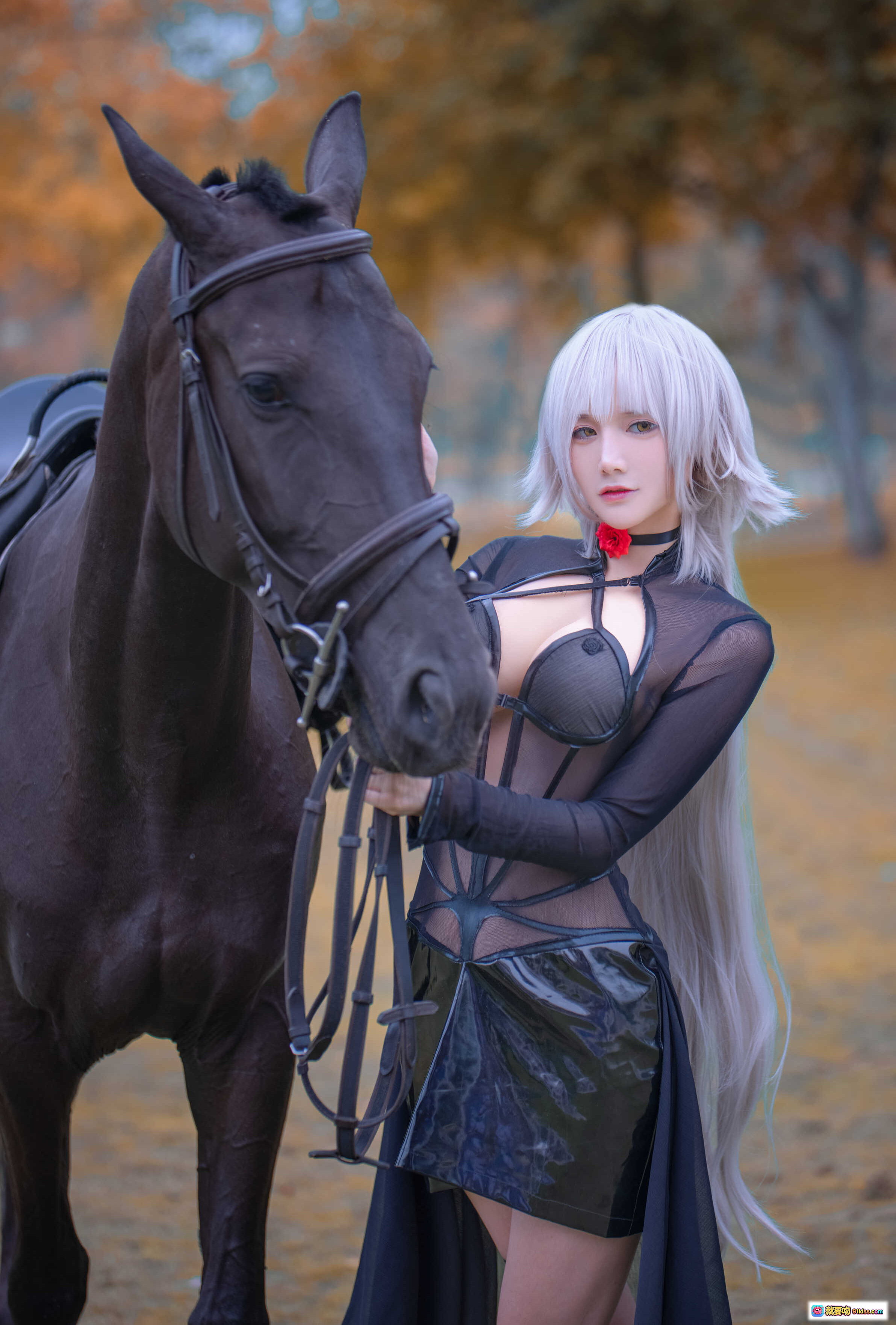 图片[3] - 仙九Airi NO.016 黑贞马会写真 透明黑纱长裙+漆皮短裙+高跟凉鞋 美腿特写 户外沙地优雅姿态 18P高清图集 - 就要吻